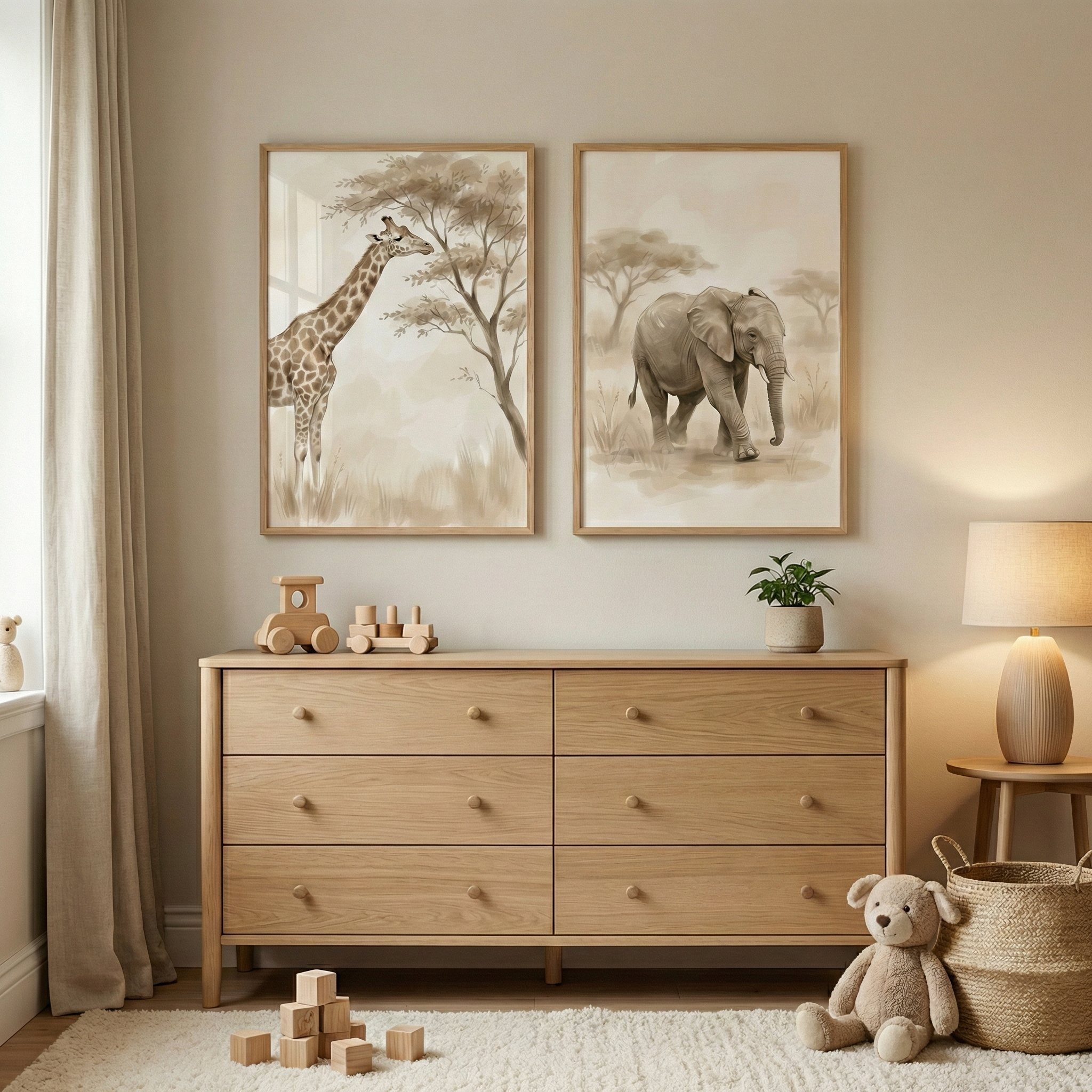 Sepia Safari Art Set of 2 - Savanna Safari Duo