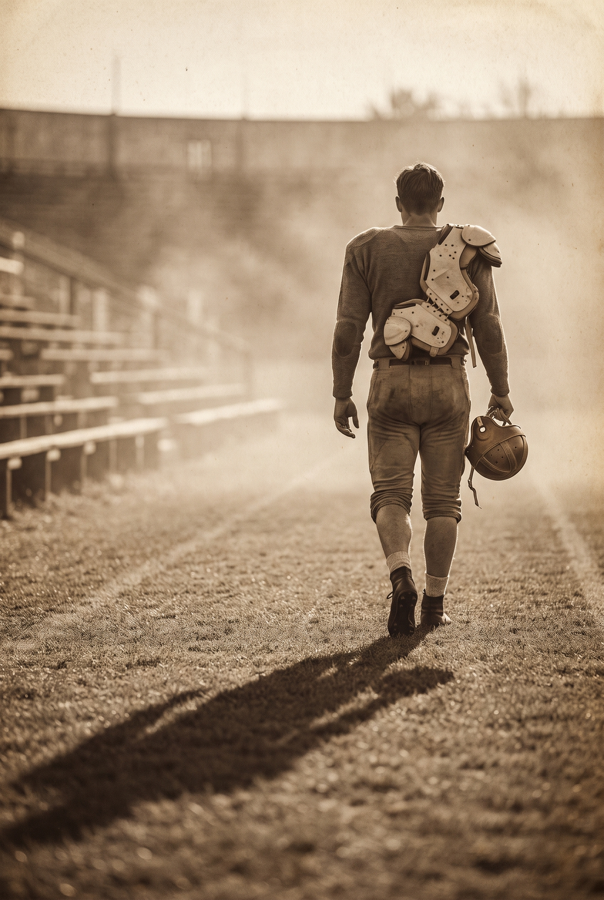 Sepia Vintage Football Player Sports Wall Art - The Final Quarter