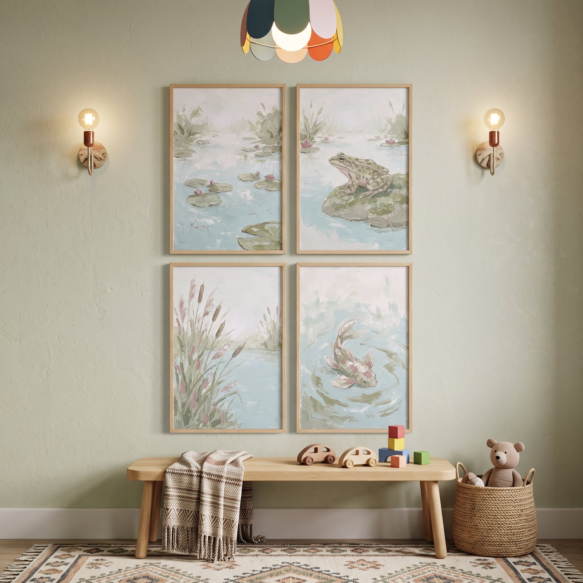 Serene Sage Aquatic Nature Wall Art Set Of 4 - Quiet Marsh Scenes