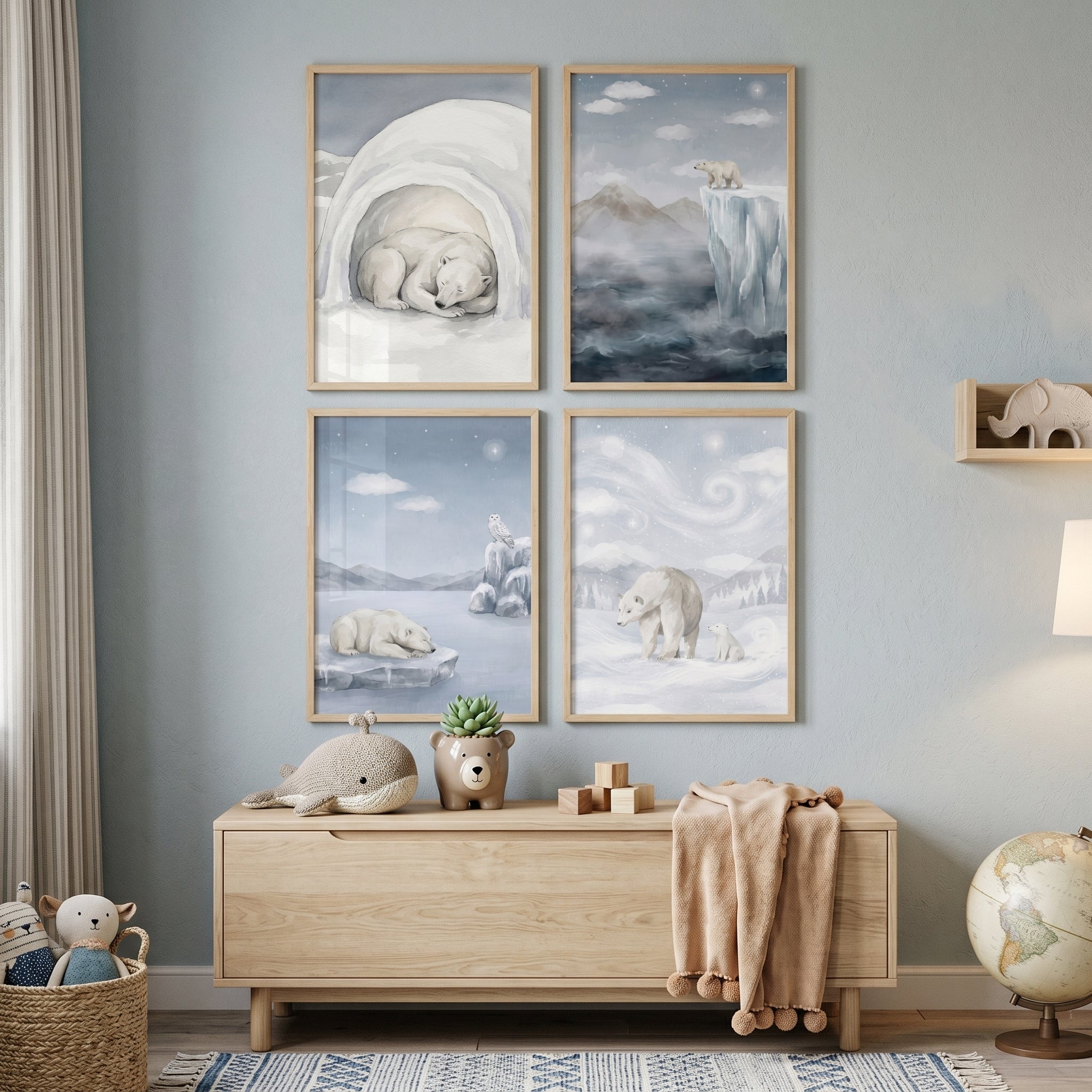 Alpha Wolf 3枚セット 美品 Gray Alpha Wolf Pack Wall Art - Set of 2 Wildlife Prints
