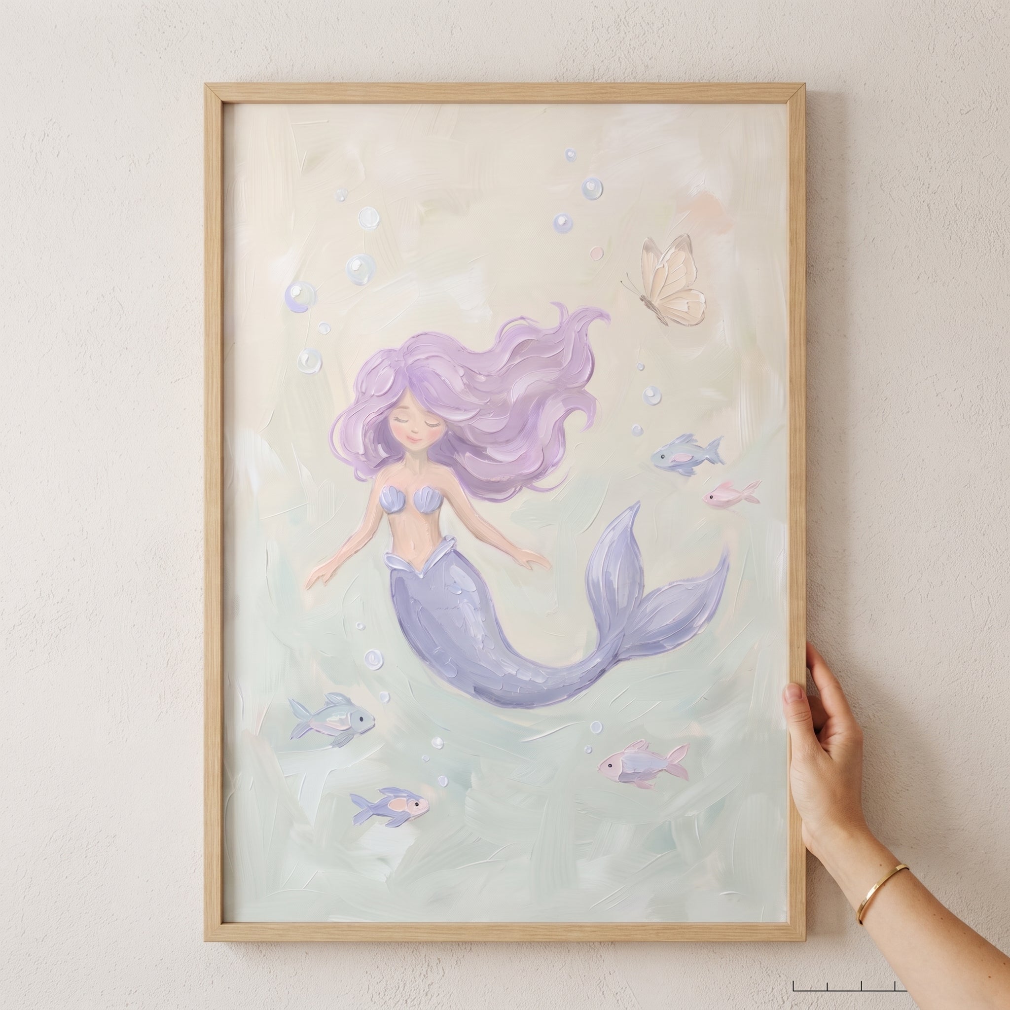 Serene Swimming Pastel Mermaid Wall Art - Lavender Sea Dream