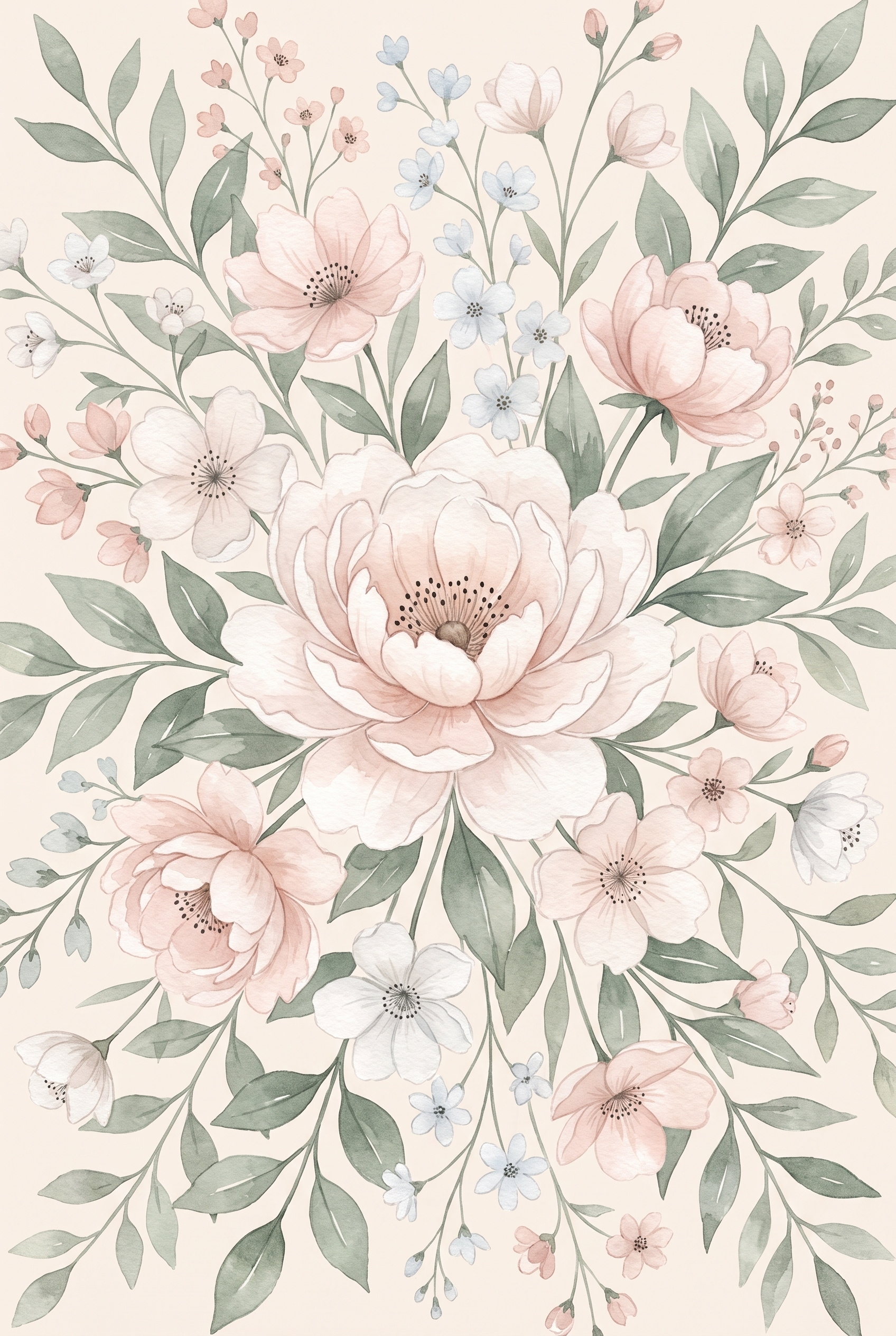 Shabby Chic Garden Floral Wall Art - Blush Bloom Harmony