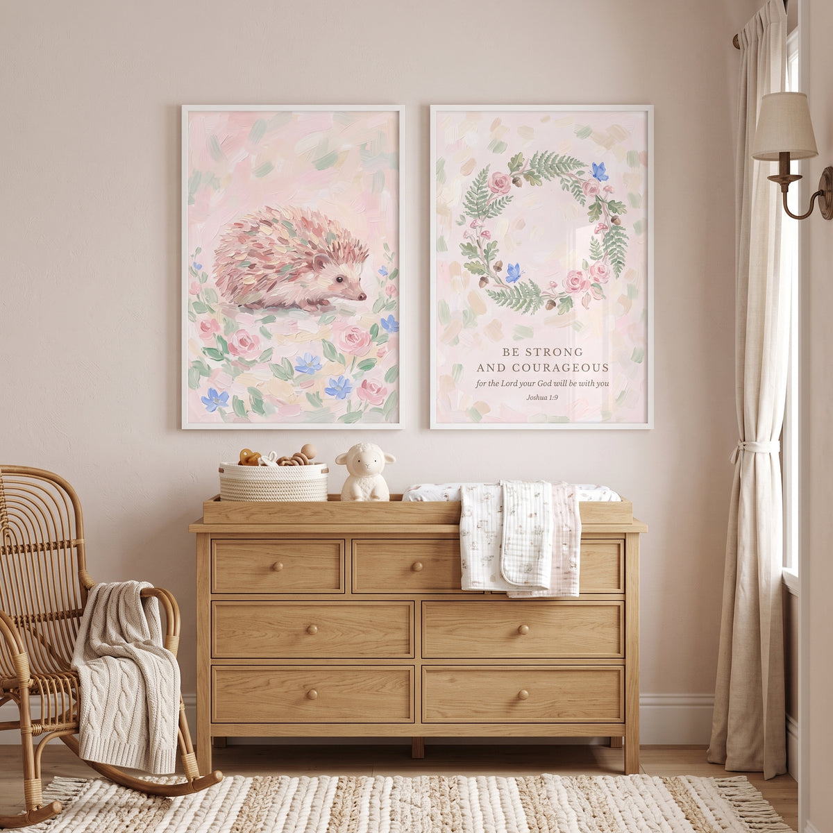 Shabby Chic Rose Floral Wall Art Set of 2 - Brave Little Hedgehog