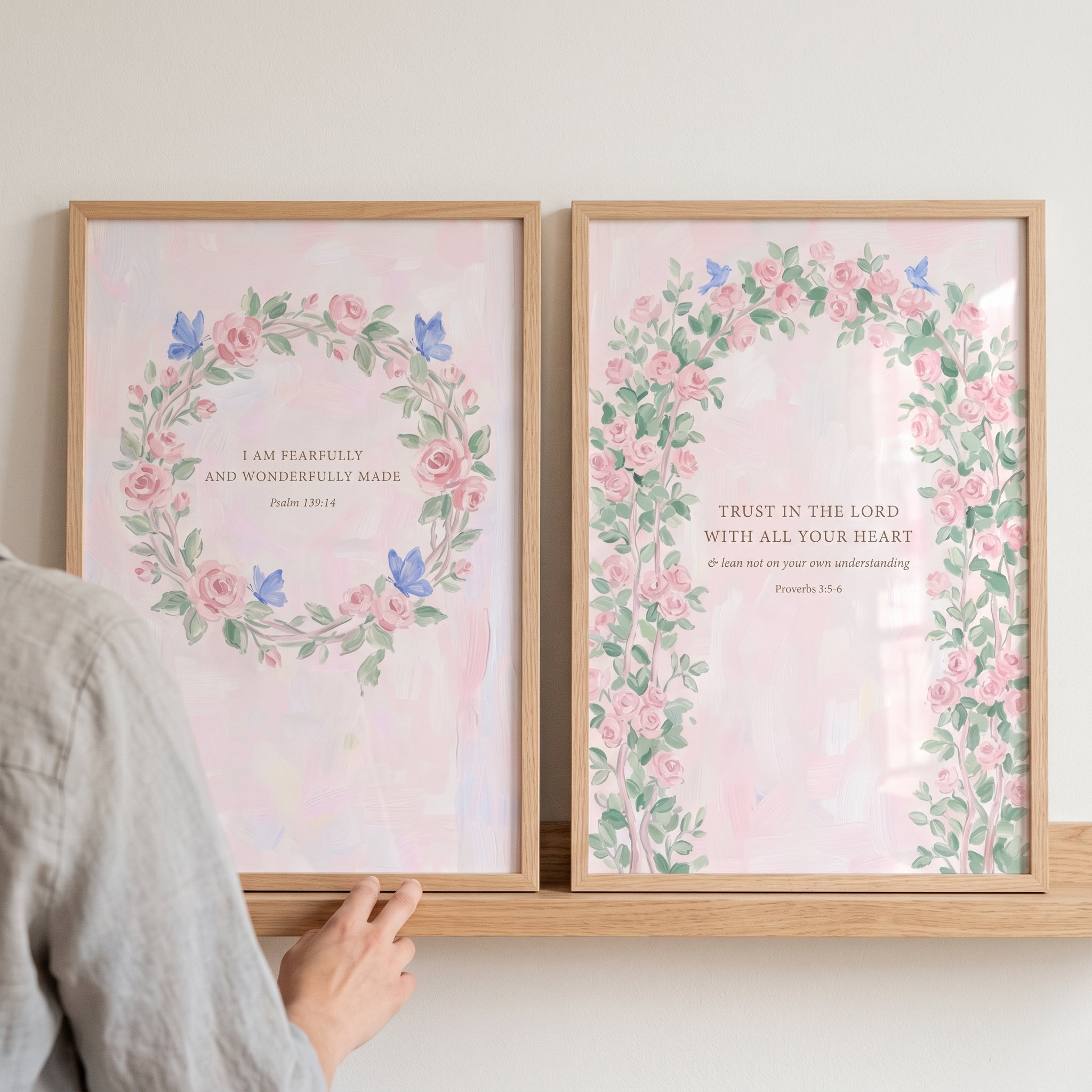 Soft Blush Rose Garden Wall Art, Set of 2 Floral Prints