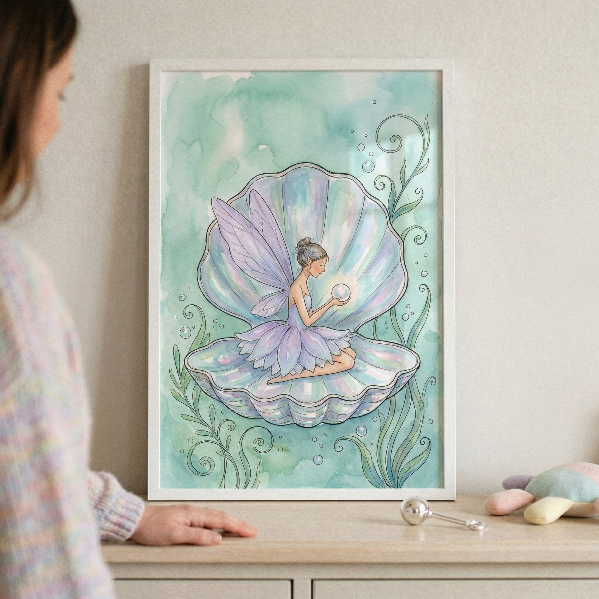 Shimmering Seashell Fairy Wall Art - Pearl Sea Sprite