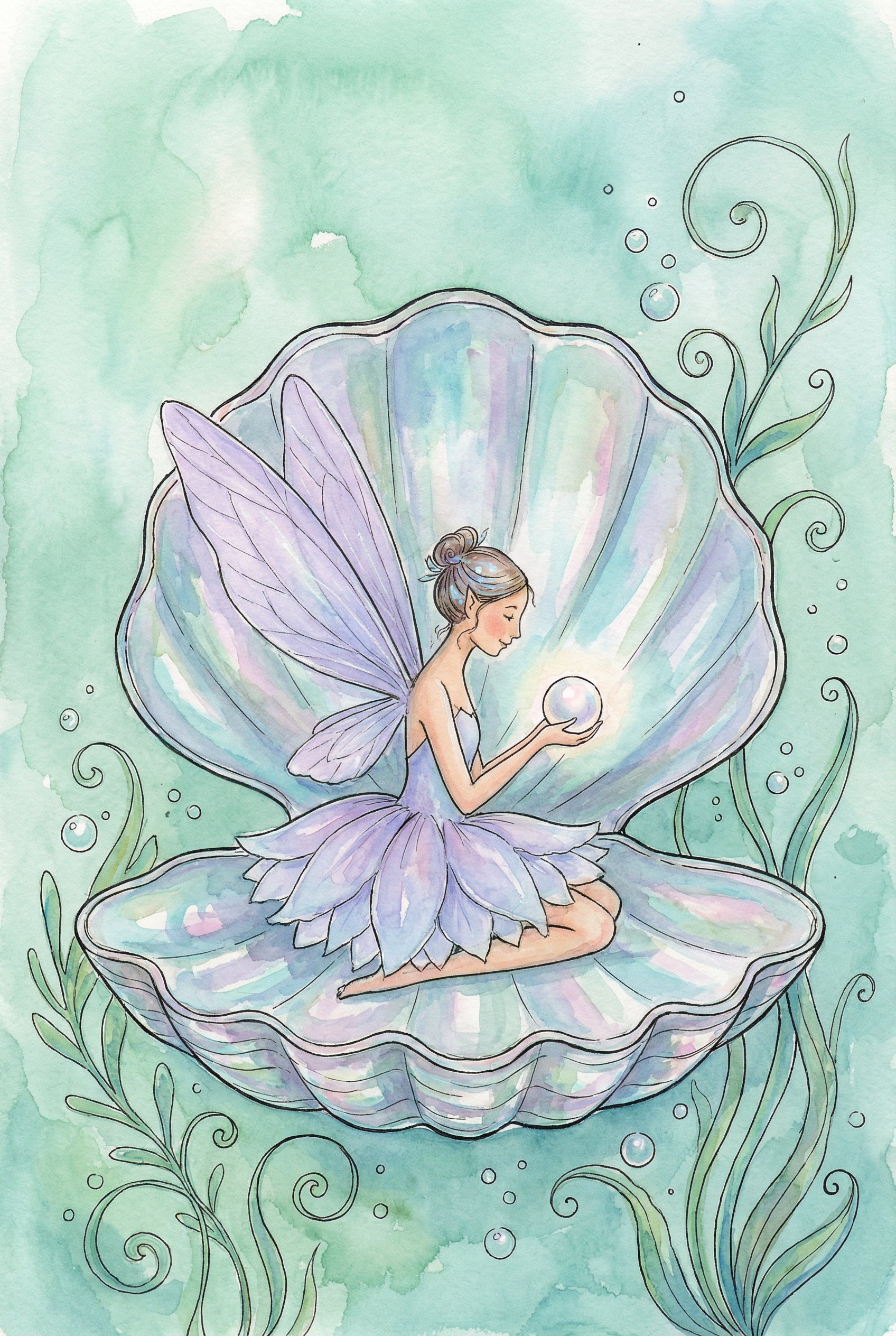 Shimmering Seashell Fairy Wall Art - Pearl Sea Sprite