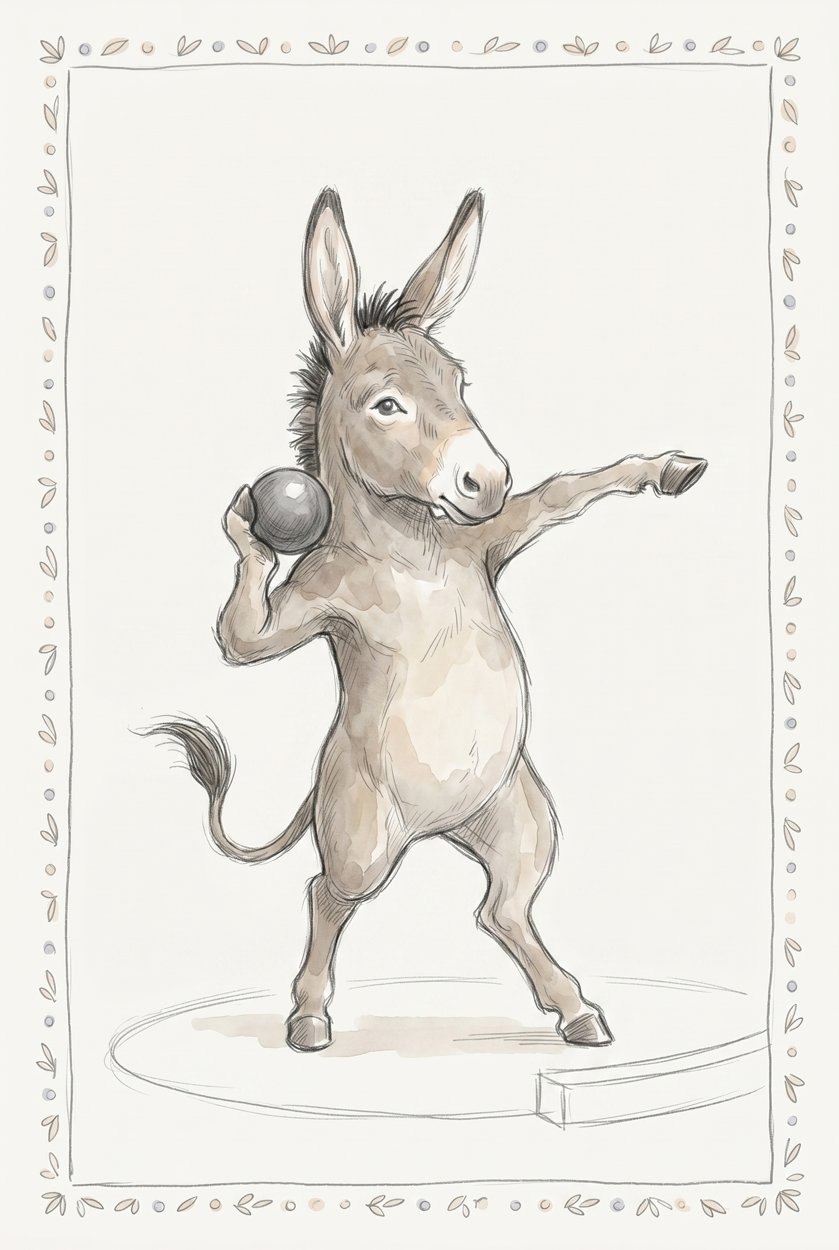 Shot Put Athlete Donkey Wall Art - Shot Put Donkey