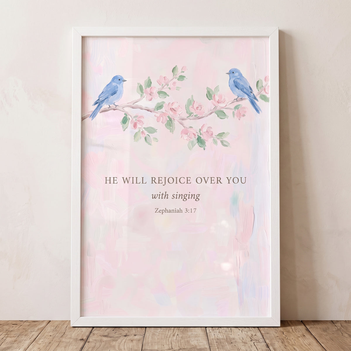 Singing Verse Blue Bird Bible Wall Art - Joyful Song Birds