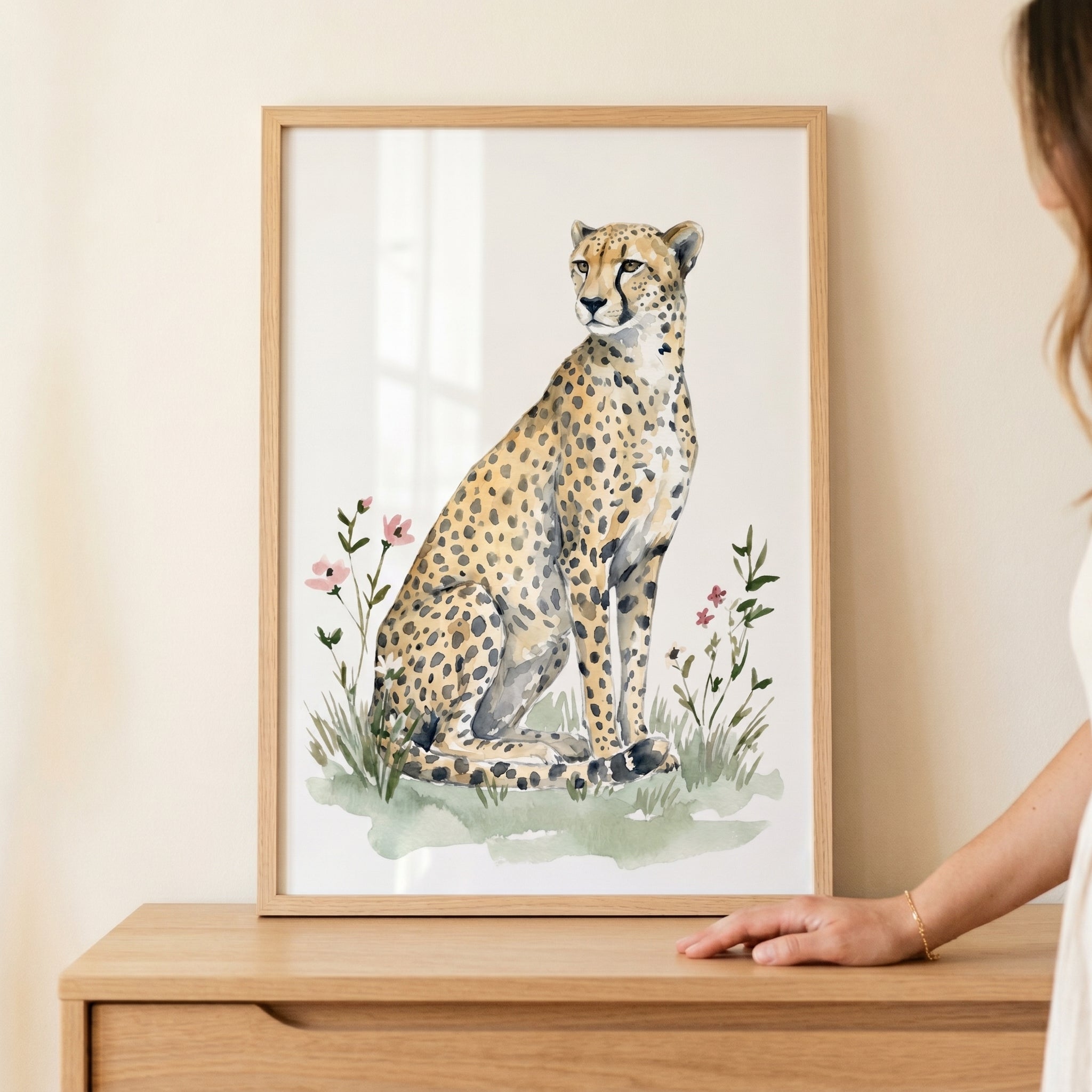 Sitting Cheetah Wall Art - Serene Savannah Cheetah
