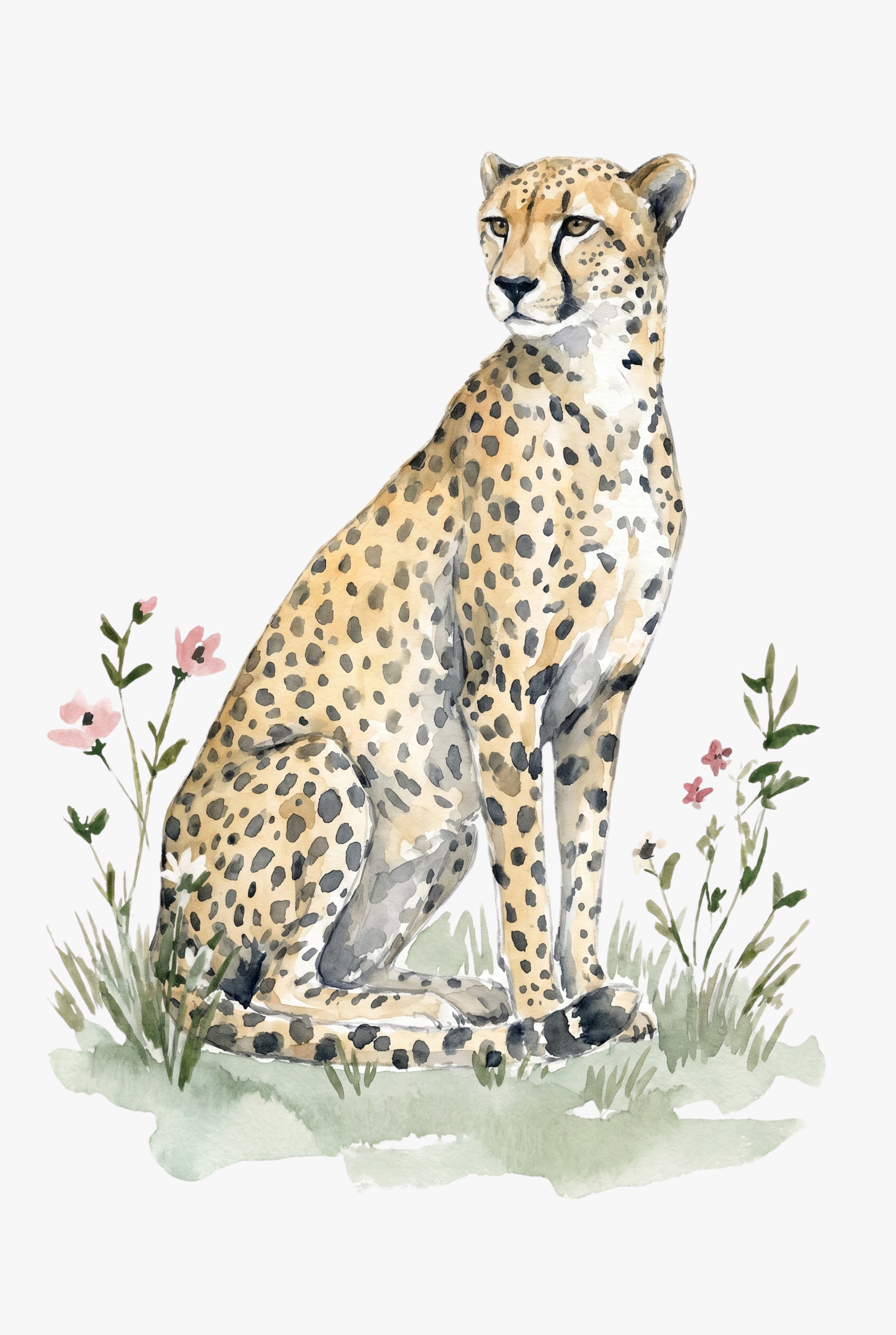 Sitting Cheetah Wall Art - Serene Savannah Cheetah