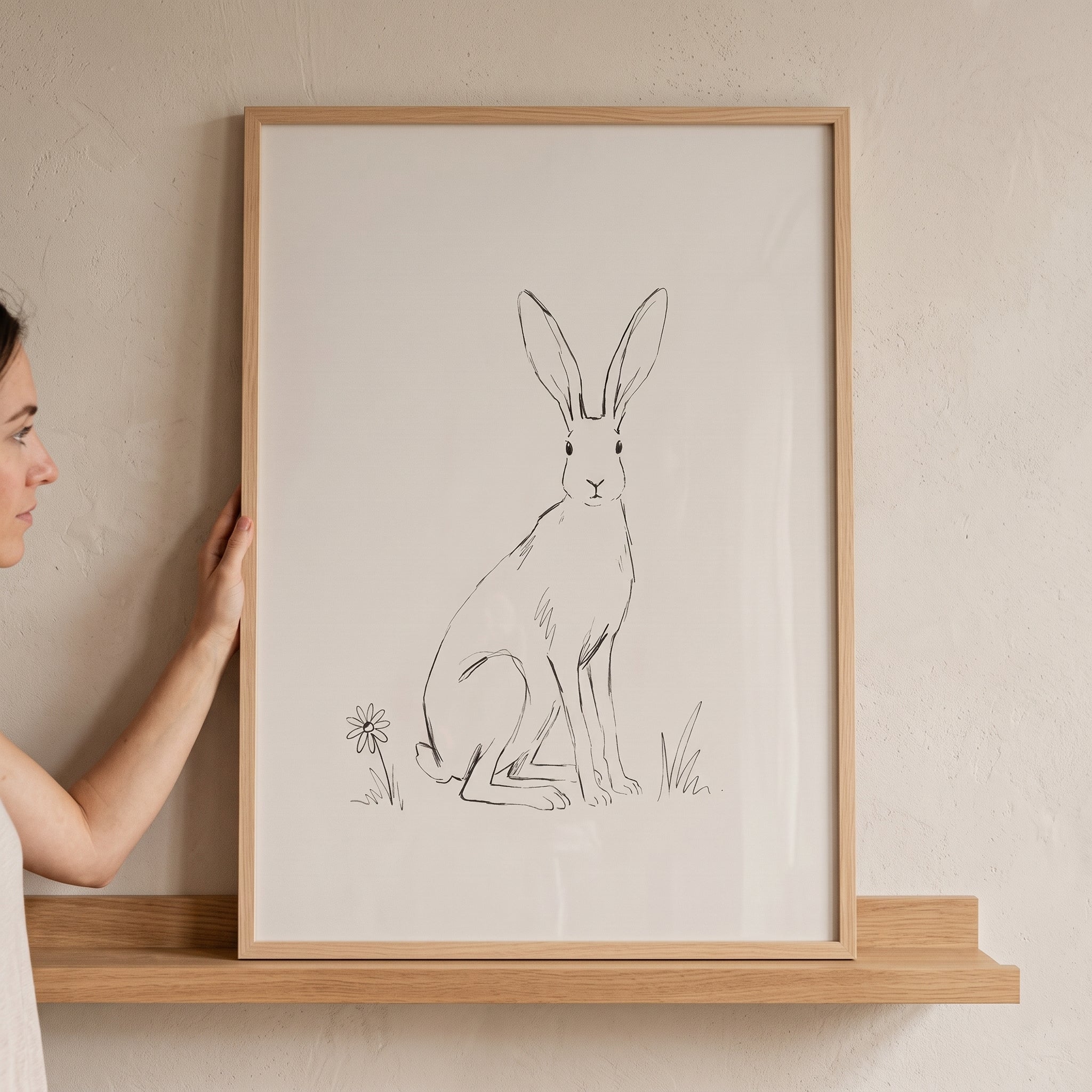 Sitting Long Ear Bunny Wall Art - Simple Bunny
