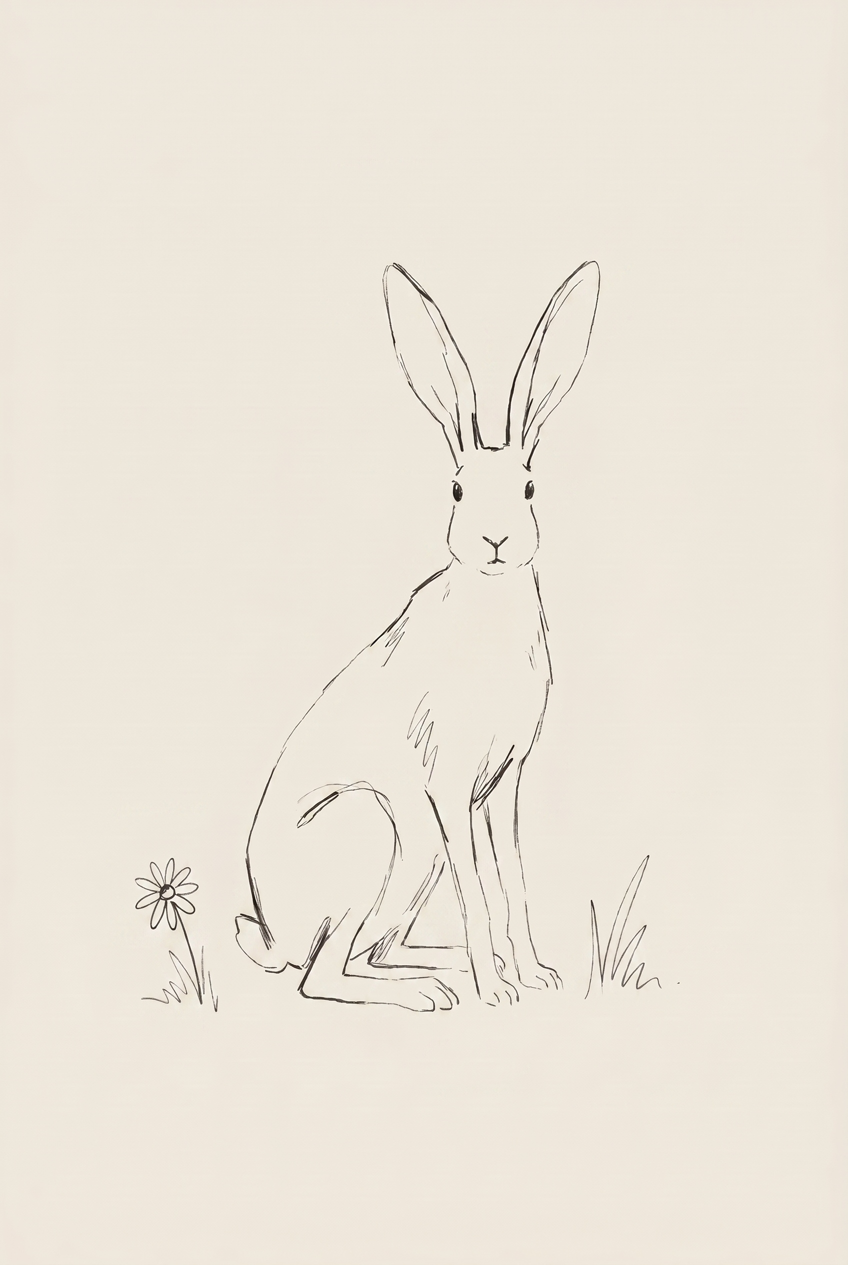 Sitting Long Ear Bunny Wall Art - Simple Bunny
