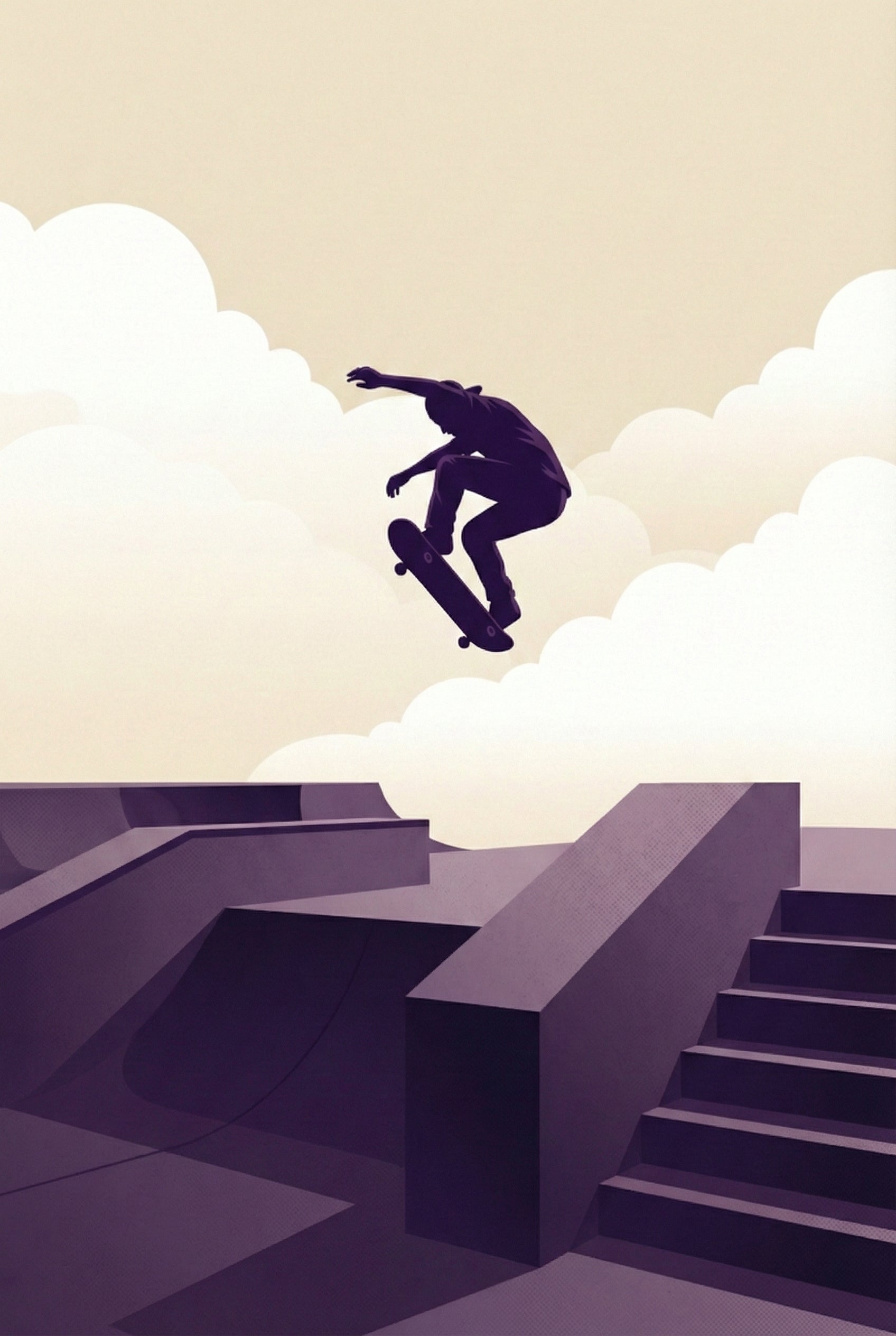 Skateboarder Mid-air Wall Art - Sky High Skater