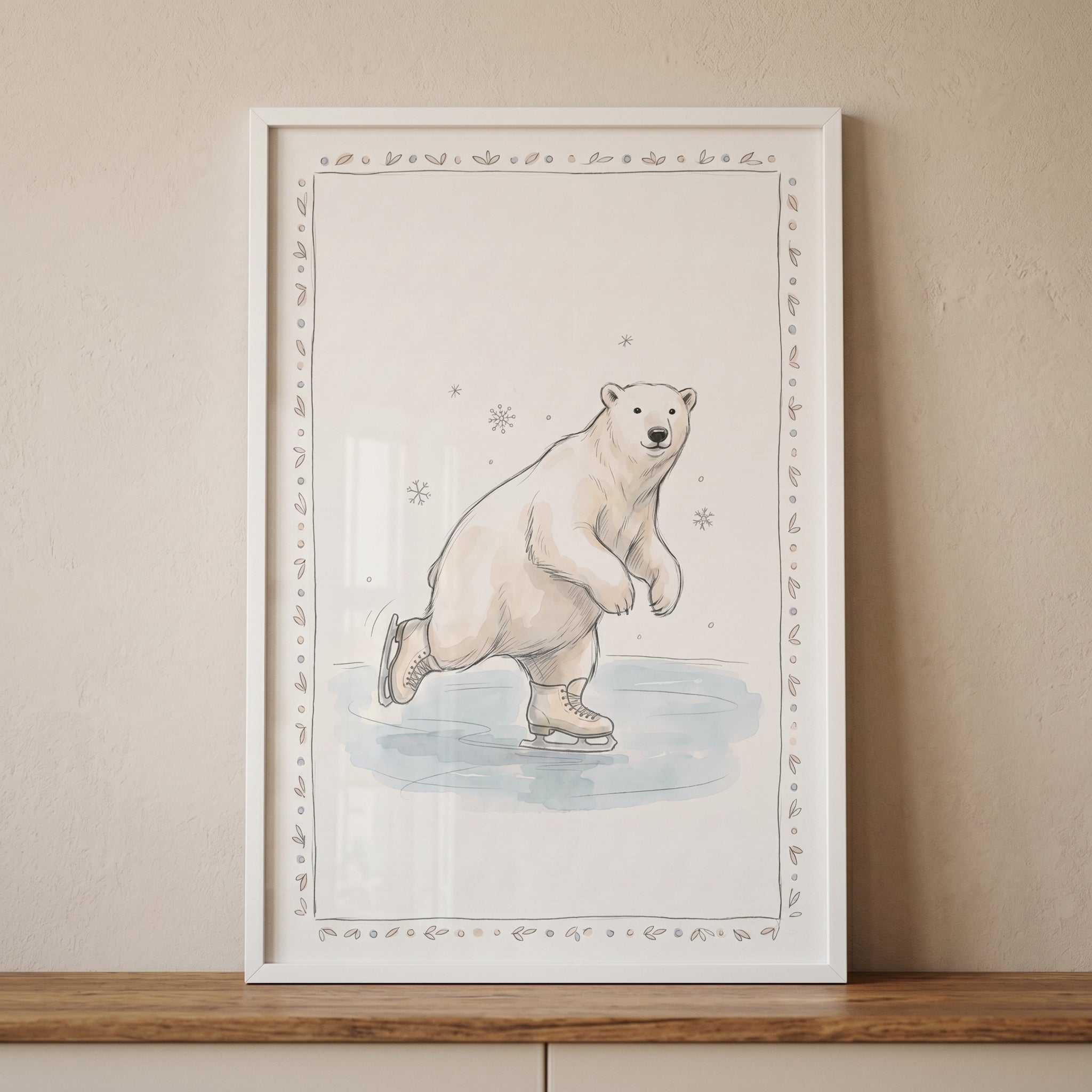 Skating Polar Bear Wall Art - Arctic Ice Glide