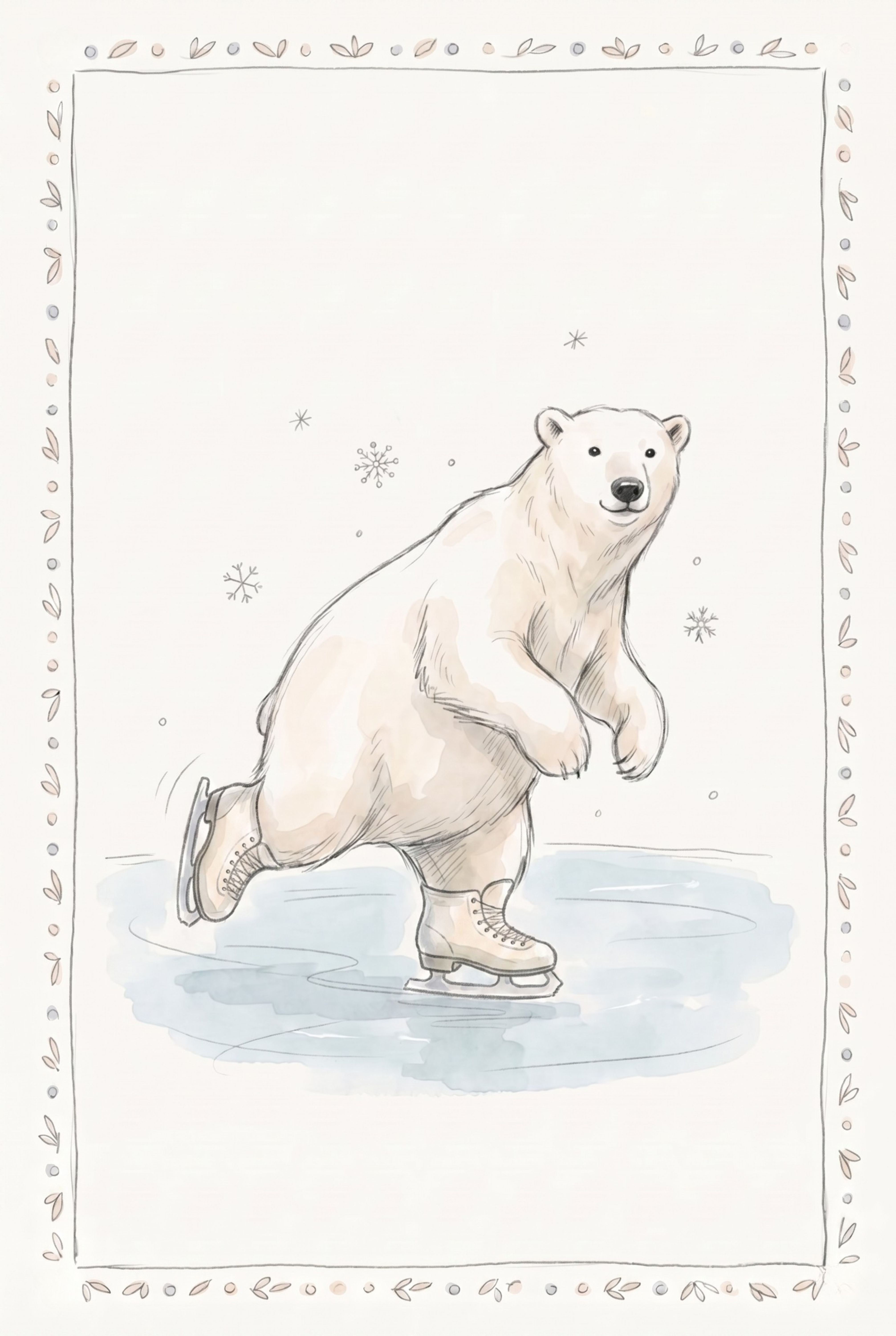 Skating Polar Bear Wall Art - Arctic Ice Glide