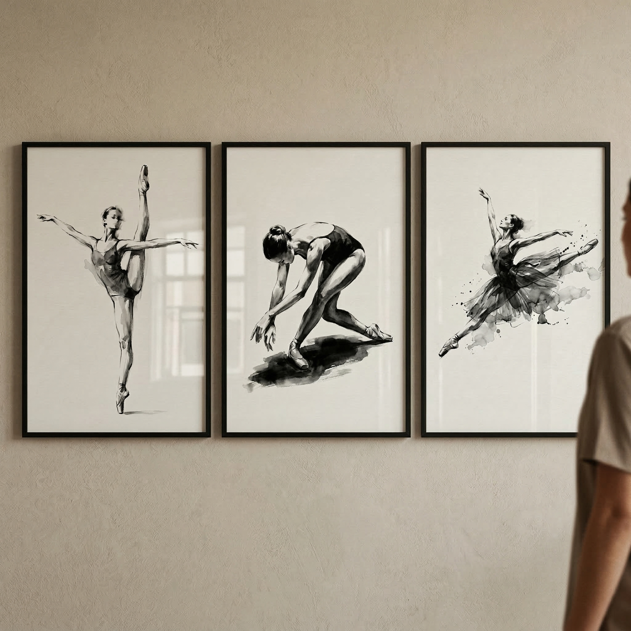 Ballerina Wall Art Set of 3 - Graceful Ballet Motion