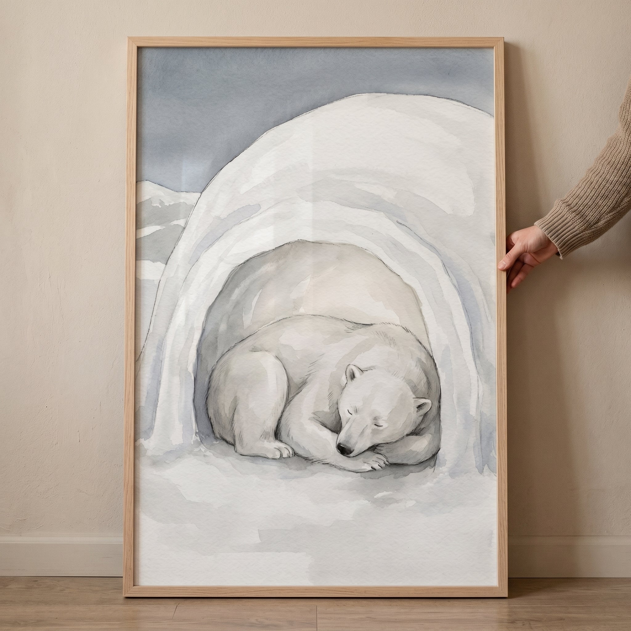 Sleeping Igloo Polar Bear Wall Art - Arctic Slumber