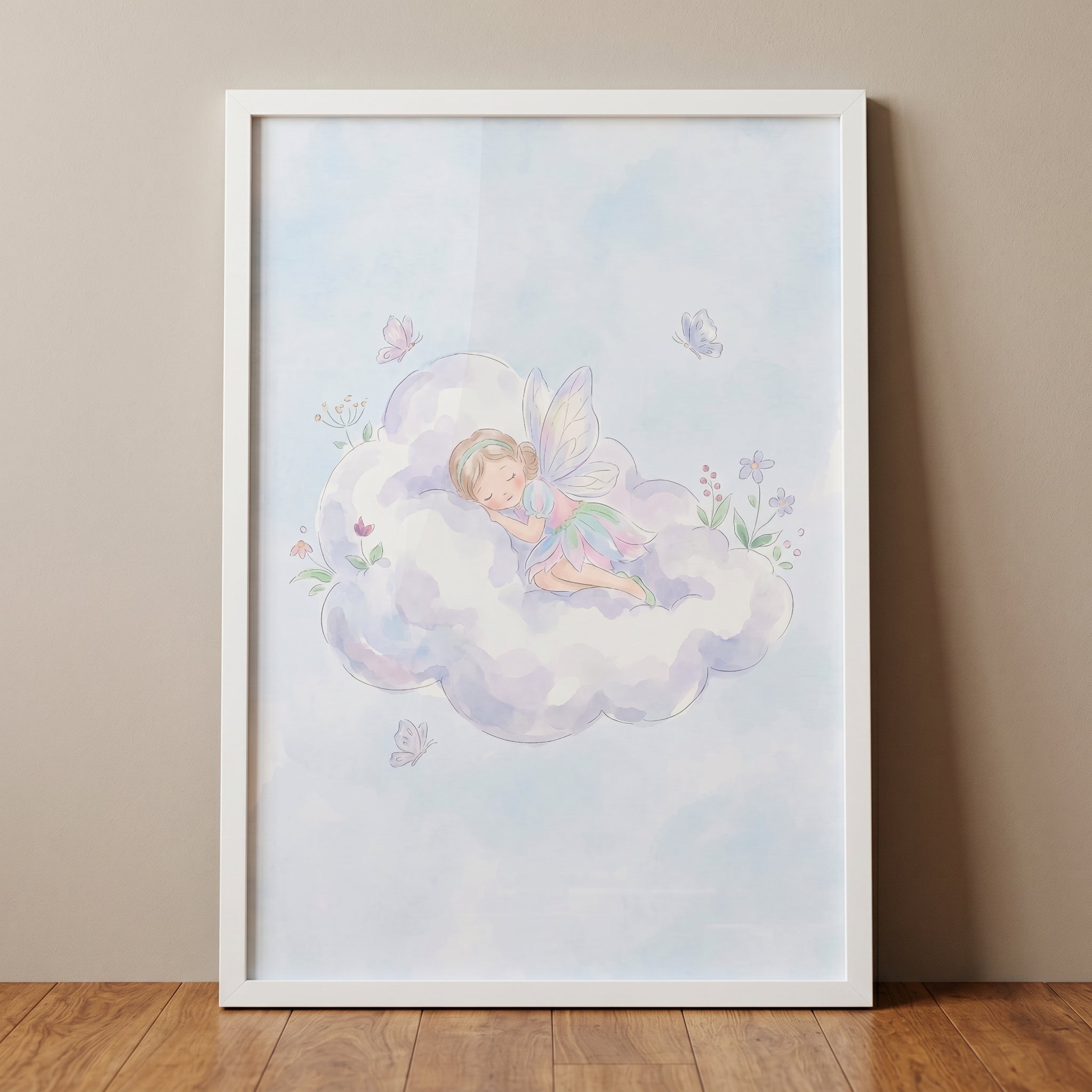 Sleeping Purple Cloud Fairy Wall Art - Dreamy Fairy Slumber