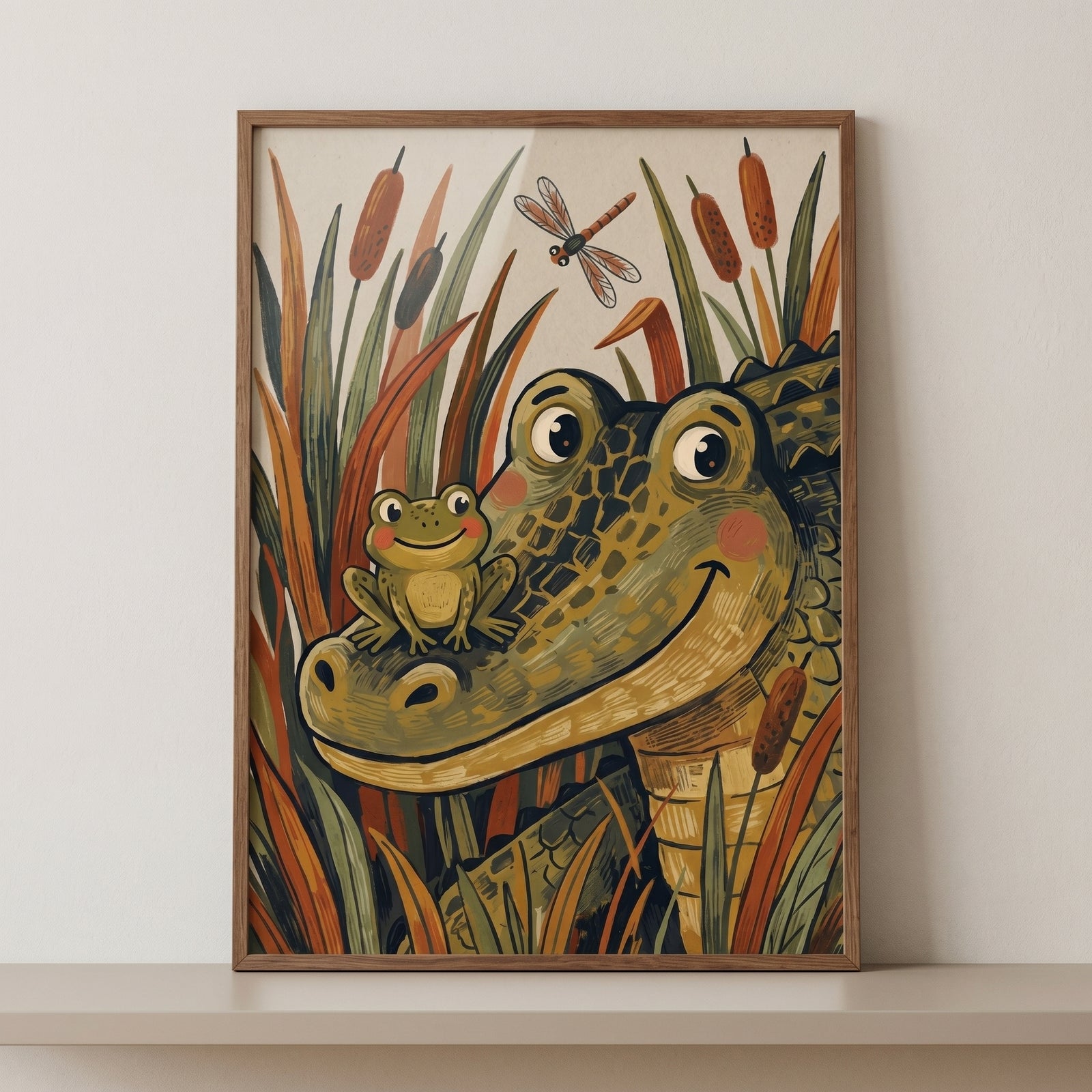 Smiley Frog Snout Alligator Animals Wall Art - Swamp Best Friends