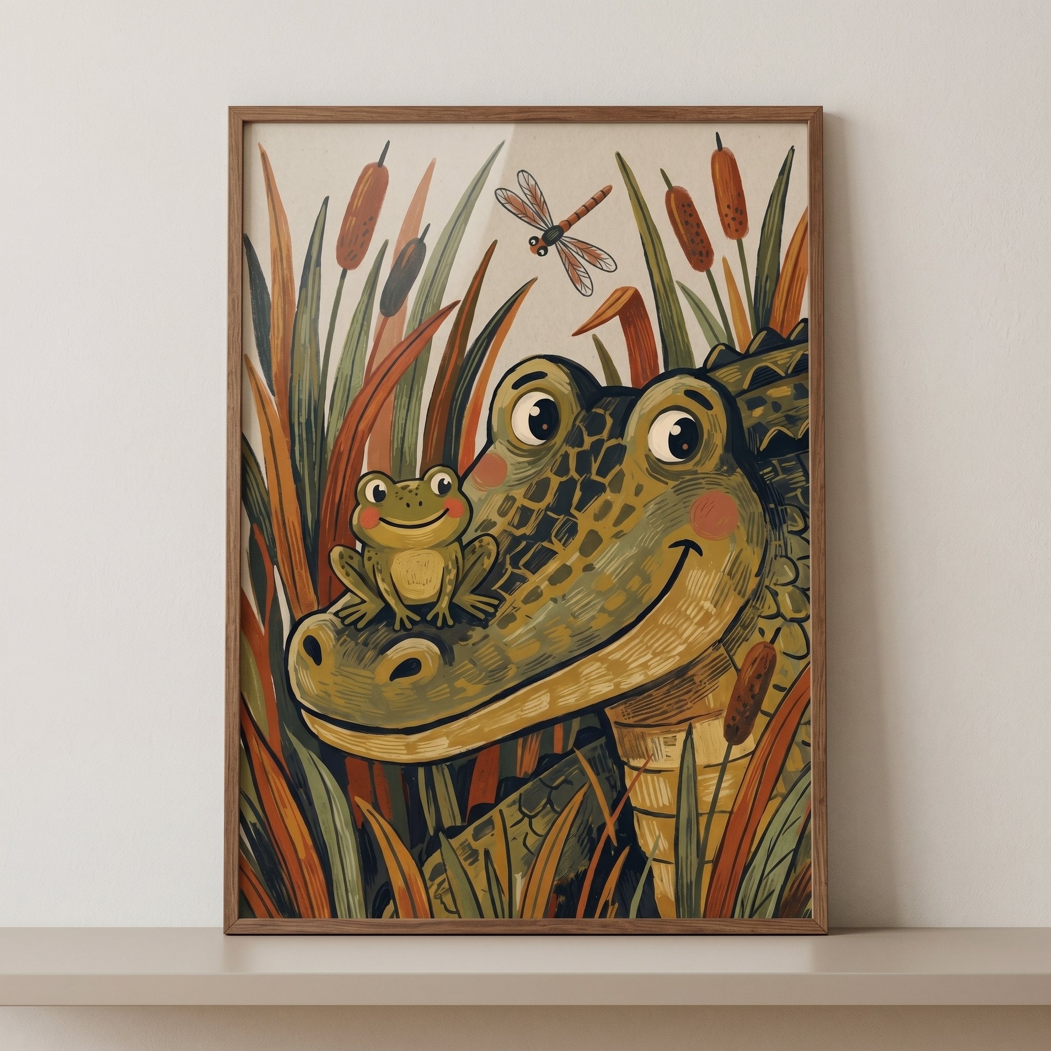 Smiley Frog Snout Alligator Animals Wall Art - Swamp Best Friends