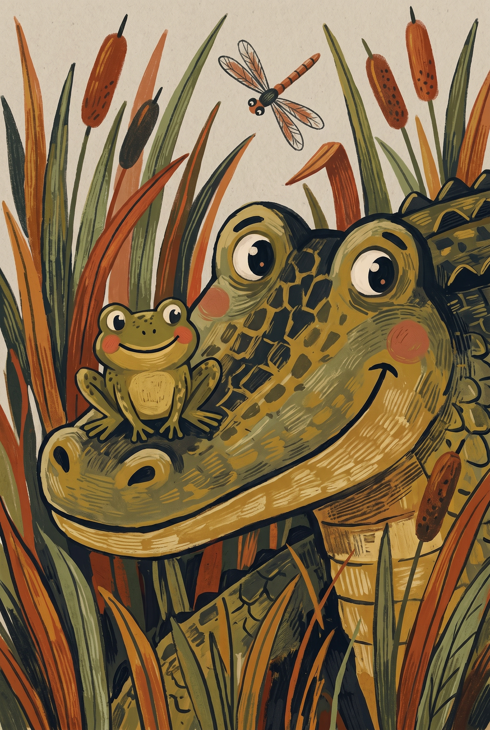 Smiley Frog Snout Alligator Animals Wall Art - Swamp Best Friends