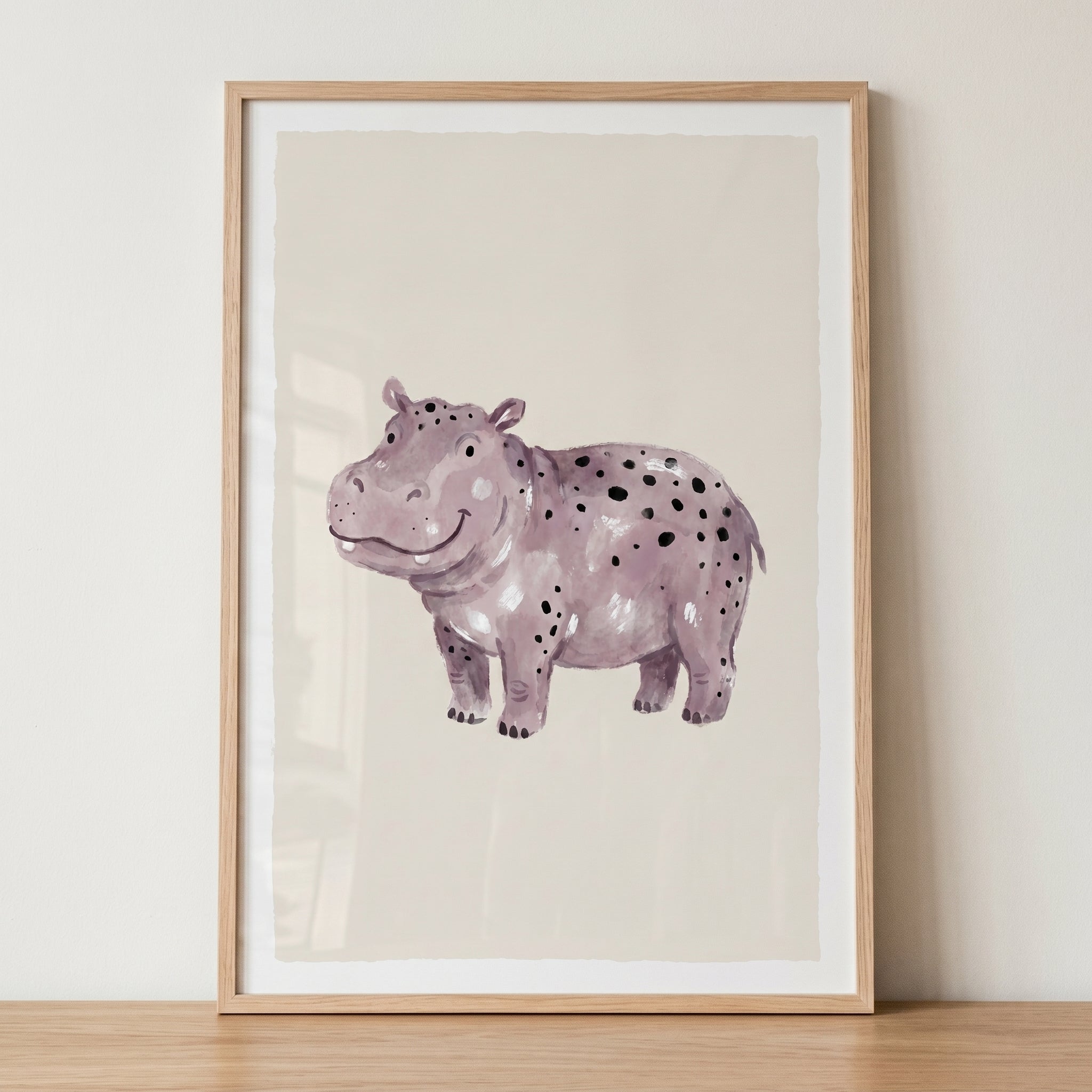 Smiling Black Spotted Hippo Artwork - Sweet Spotted Hippo