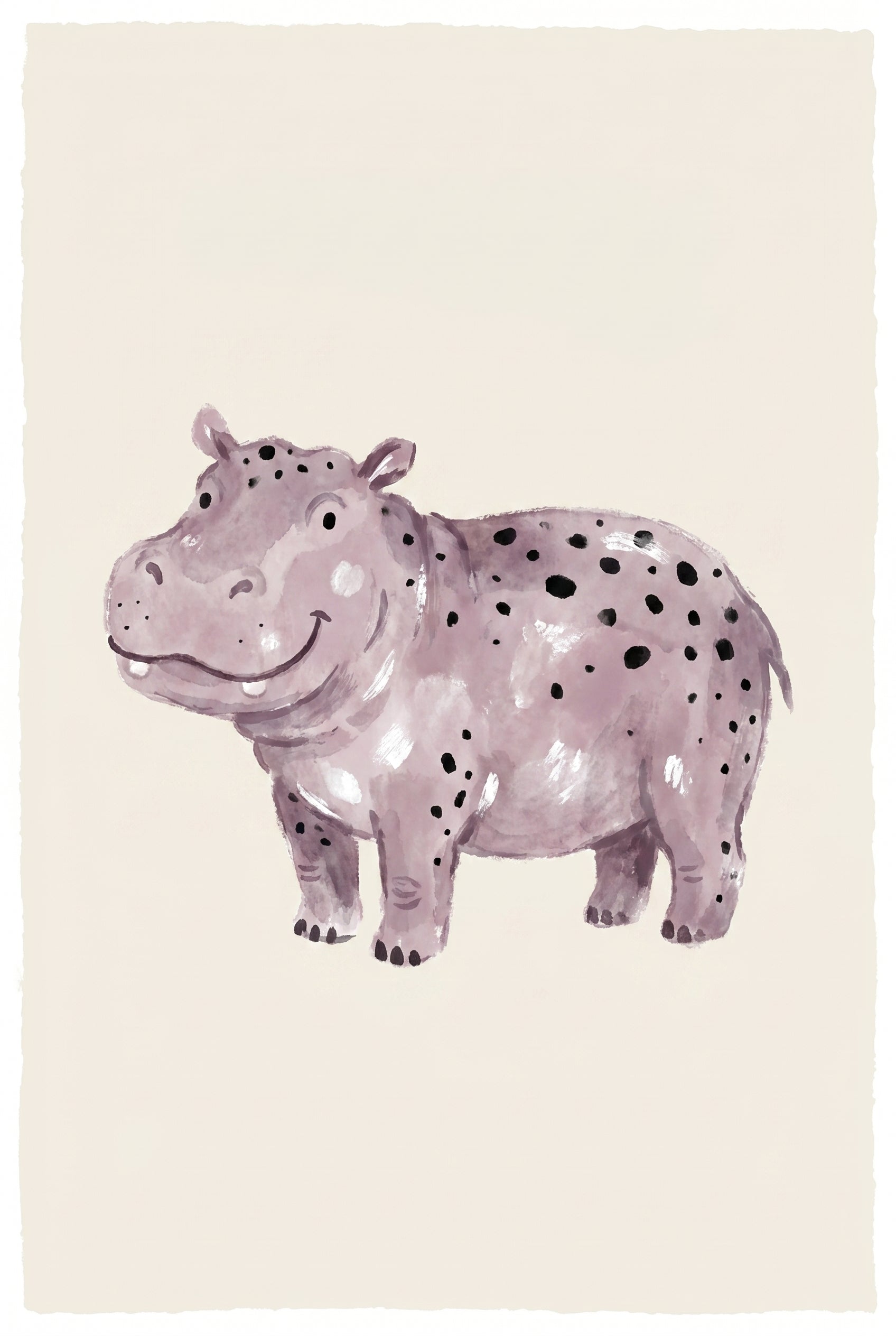 Smiling Black Spotted Hippo Artwork - Sweet Spotted Hippo