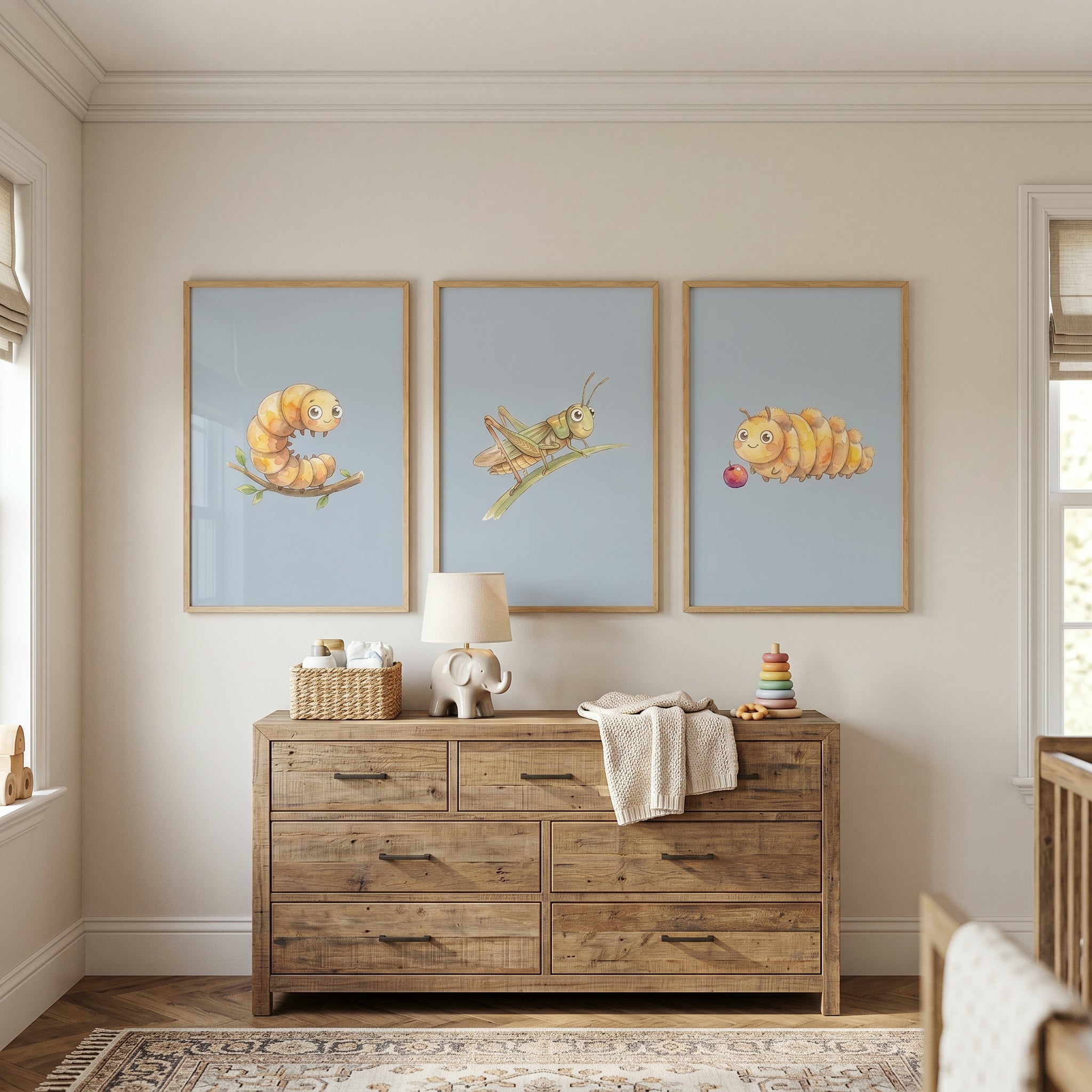 Smiling Garden Bug Wall Art Set of 3 - Tiny Bug Trio