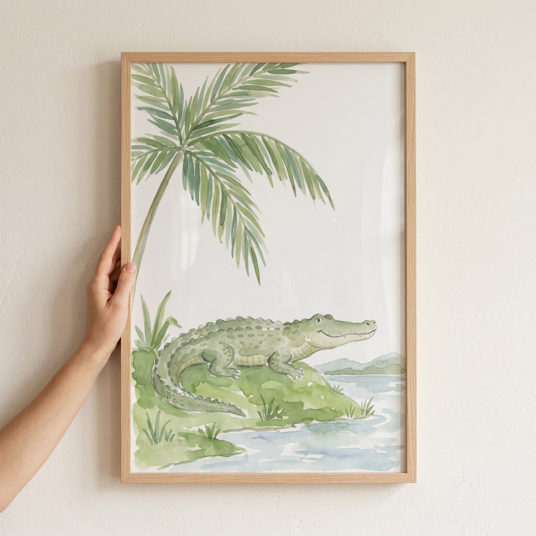 Smiling Green Alligator Wall Art - Smiling Swamp Friend