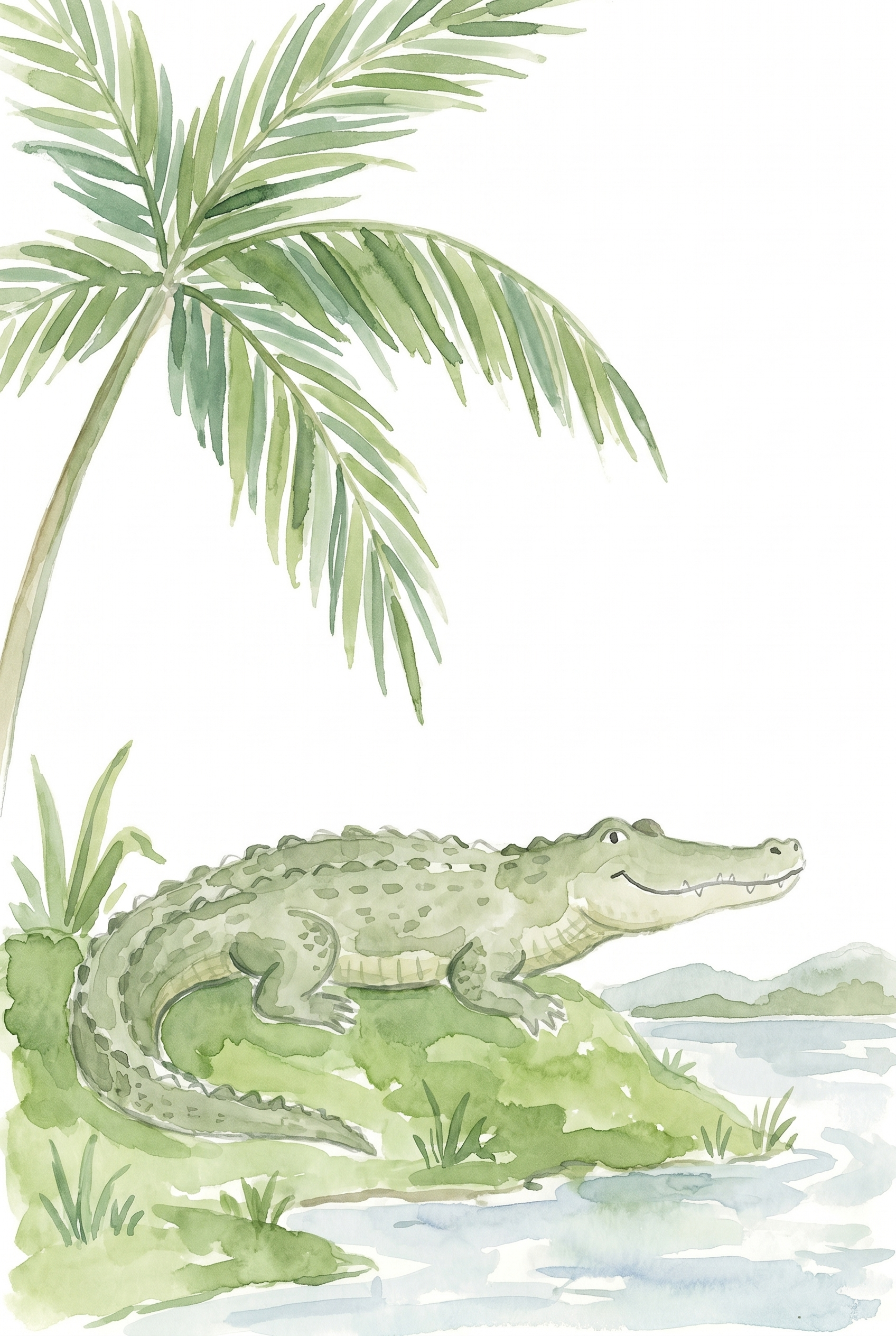 Smiling Green Alligator Wall Art - Smiling Swamp Friend