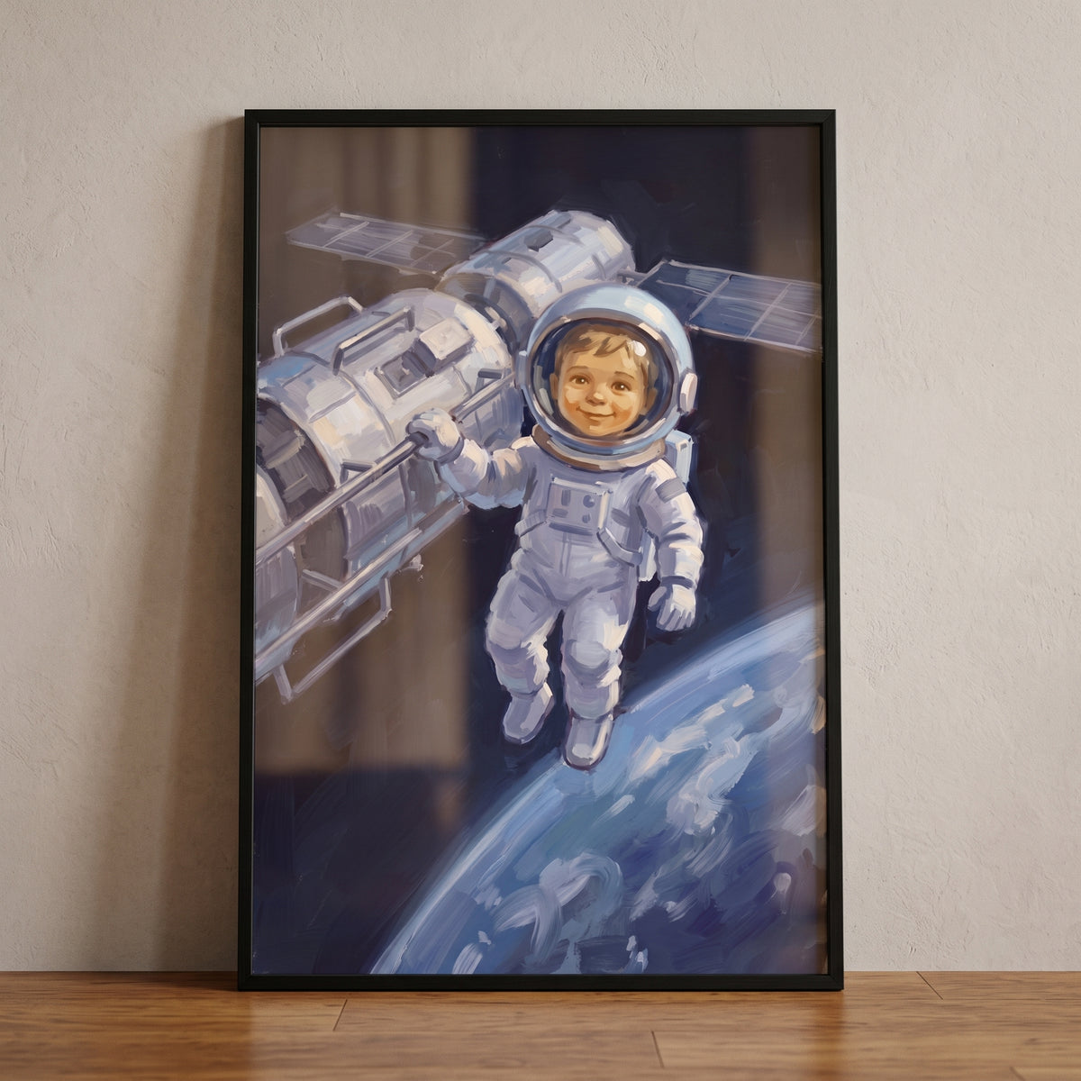 Smiling Space Station Astronaut Wall Art - Little Space Voyager