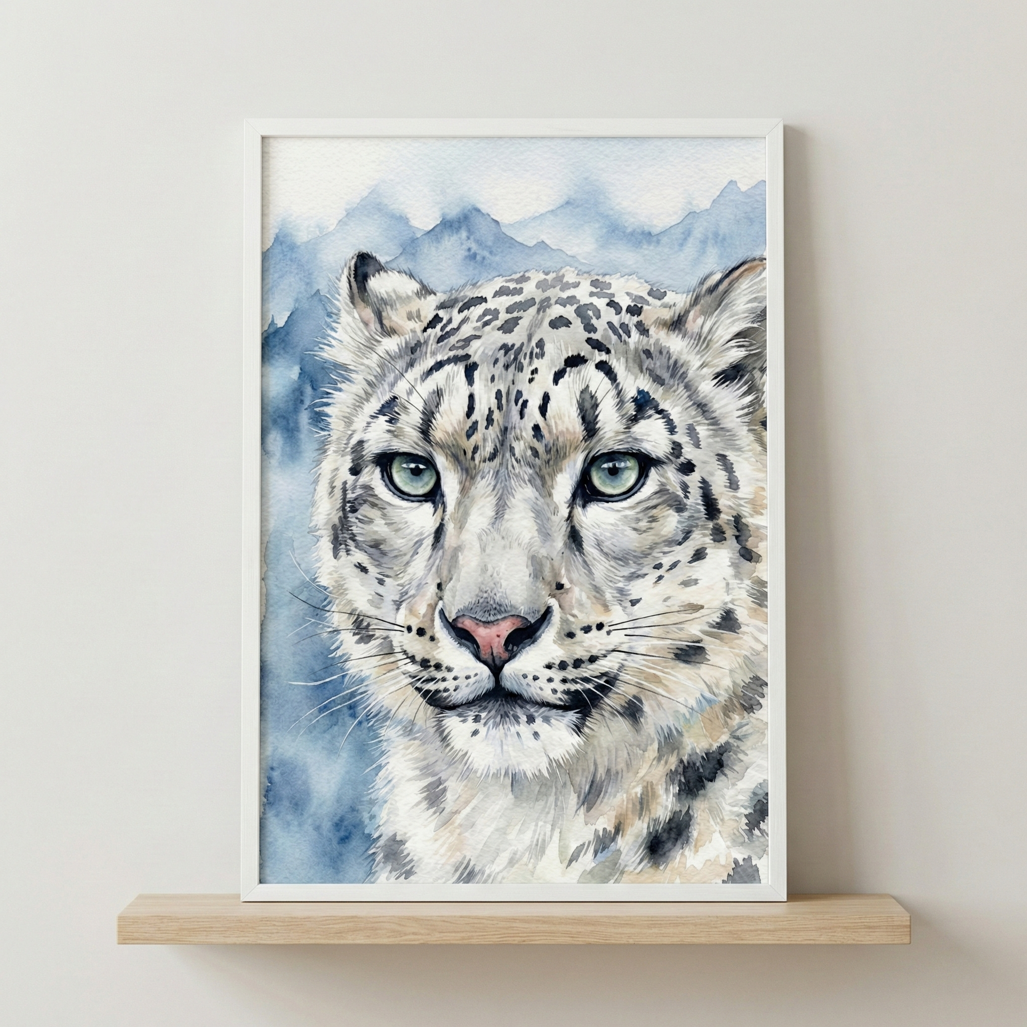 Snow Leopard Playroom Wall Art - Snowy Mountain Sentinel