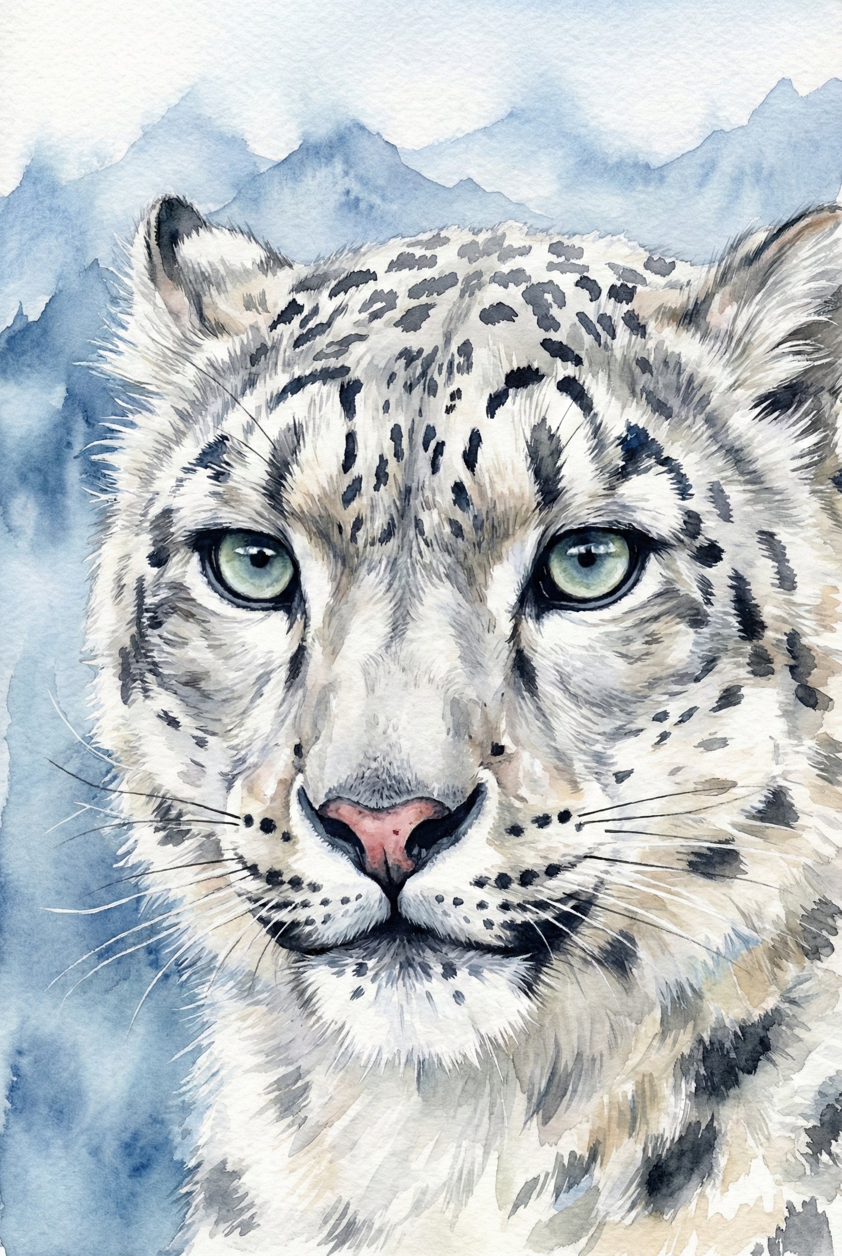 Snow Leopard Playroom Wall Art - Snowy Mountain Sentinel