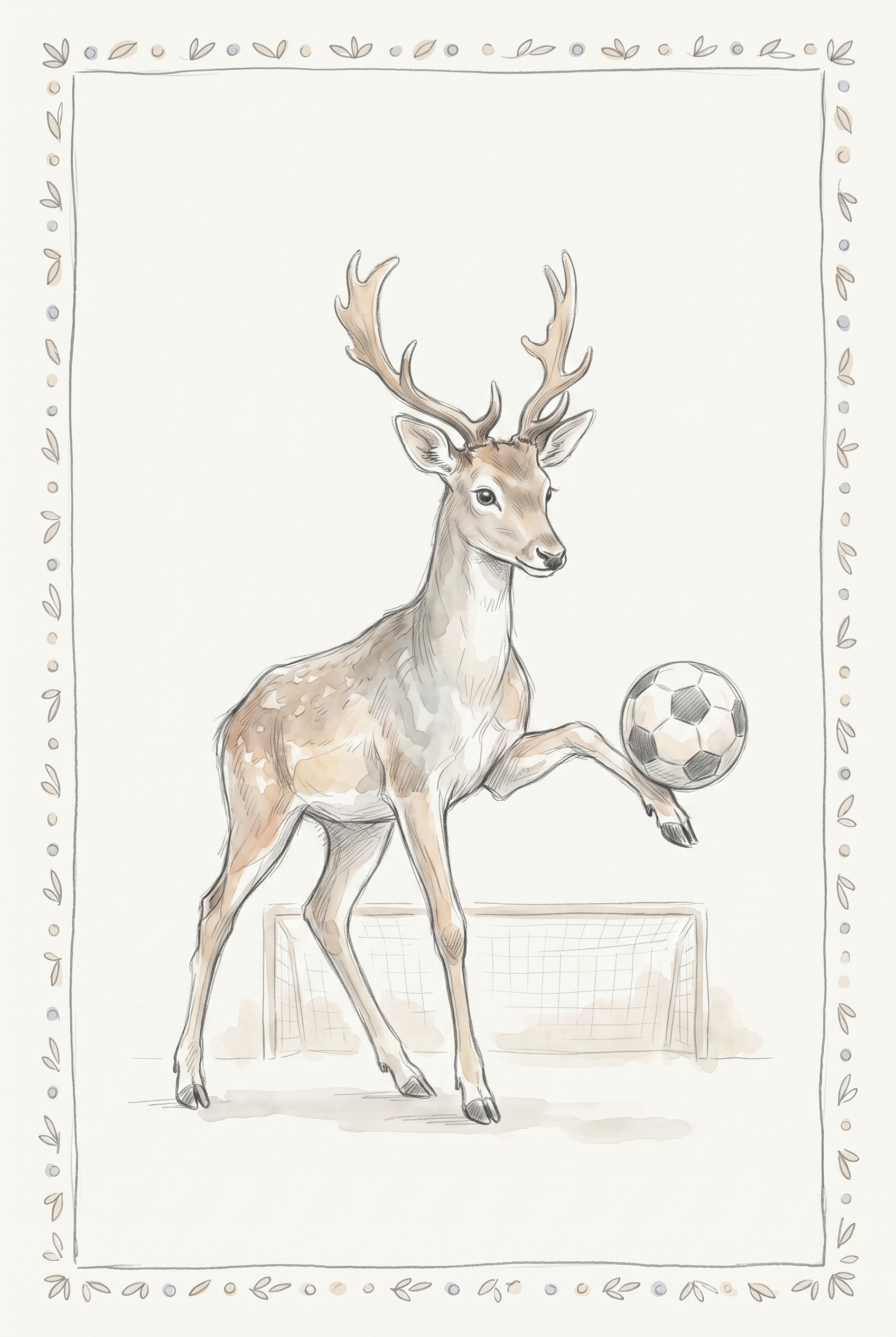 Soccer Ball Balancing Deer Wall Art - Goal Scoring Buck