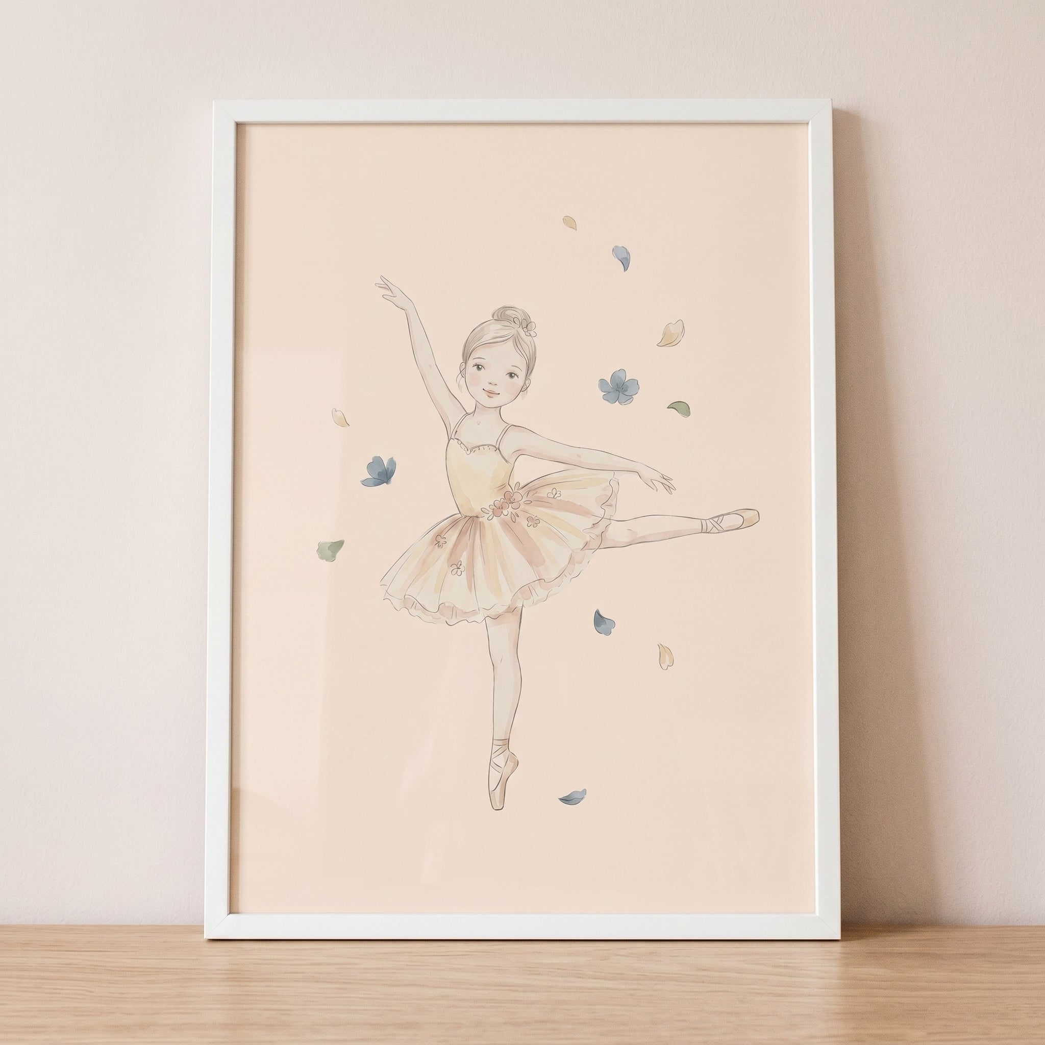 Soft Arabesque Dancing Ballerina Wall Art - Graceful Little Dancer