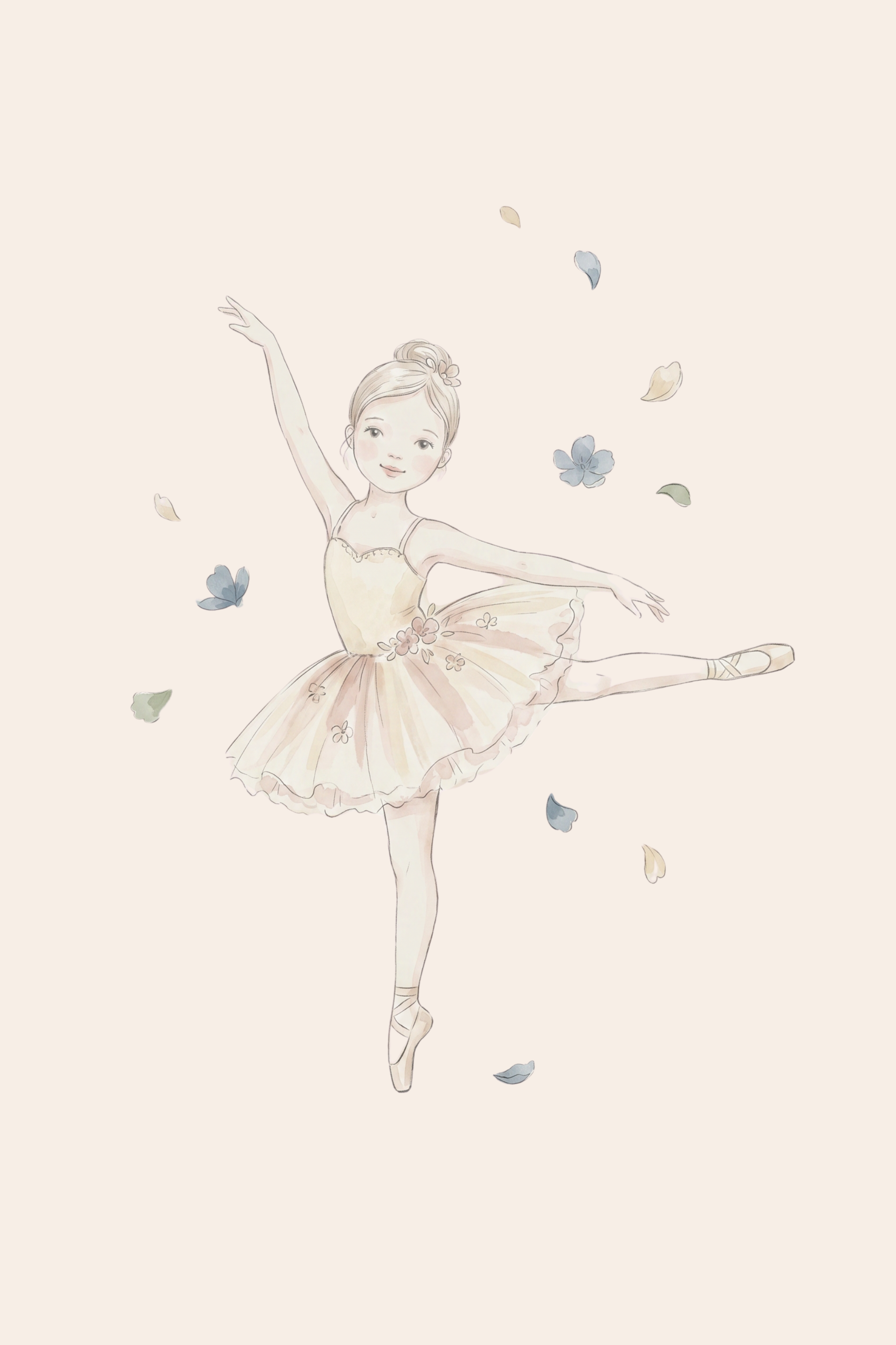 Soft Arabesque Dancing Ballerina Wall Art - Graceful Little Dancer