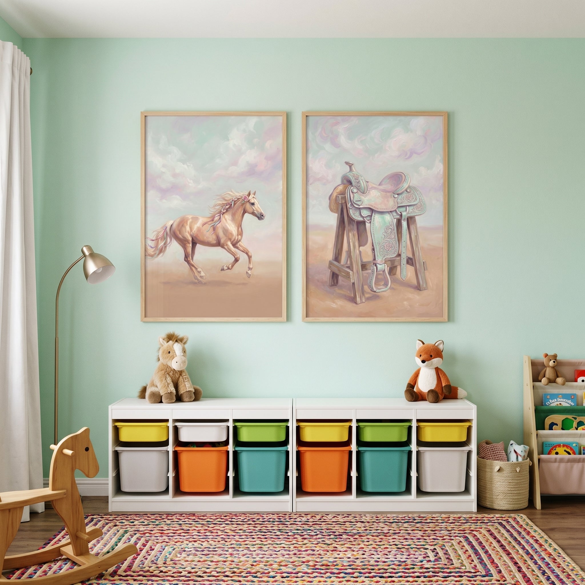 Soft Blush Cowgirl Wall Art Set of 2 - Pastel Desert Spirit