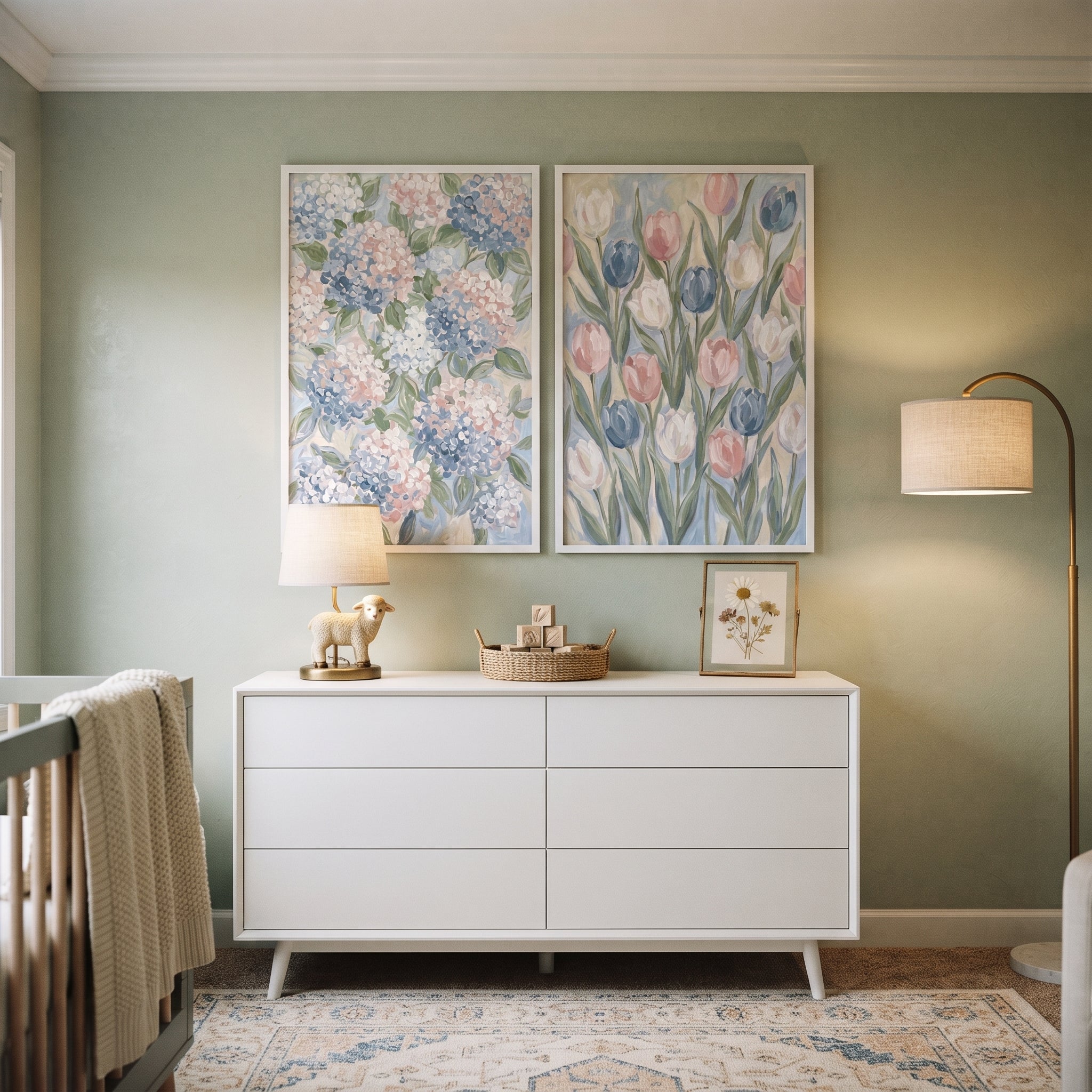 Soft Blush Spring Bloom Floral Wall Art Set of 2 - Pastel Floral Duo