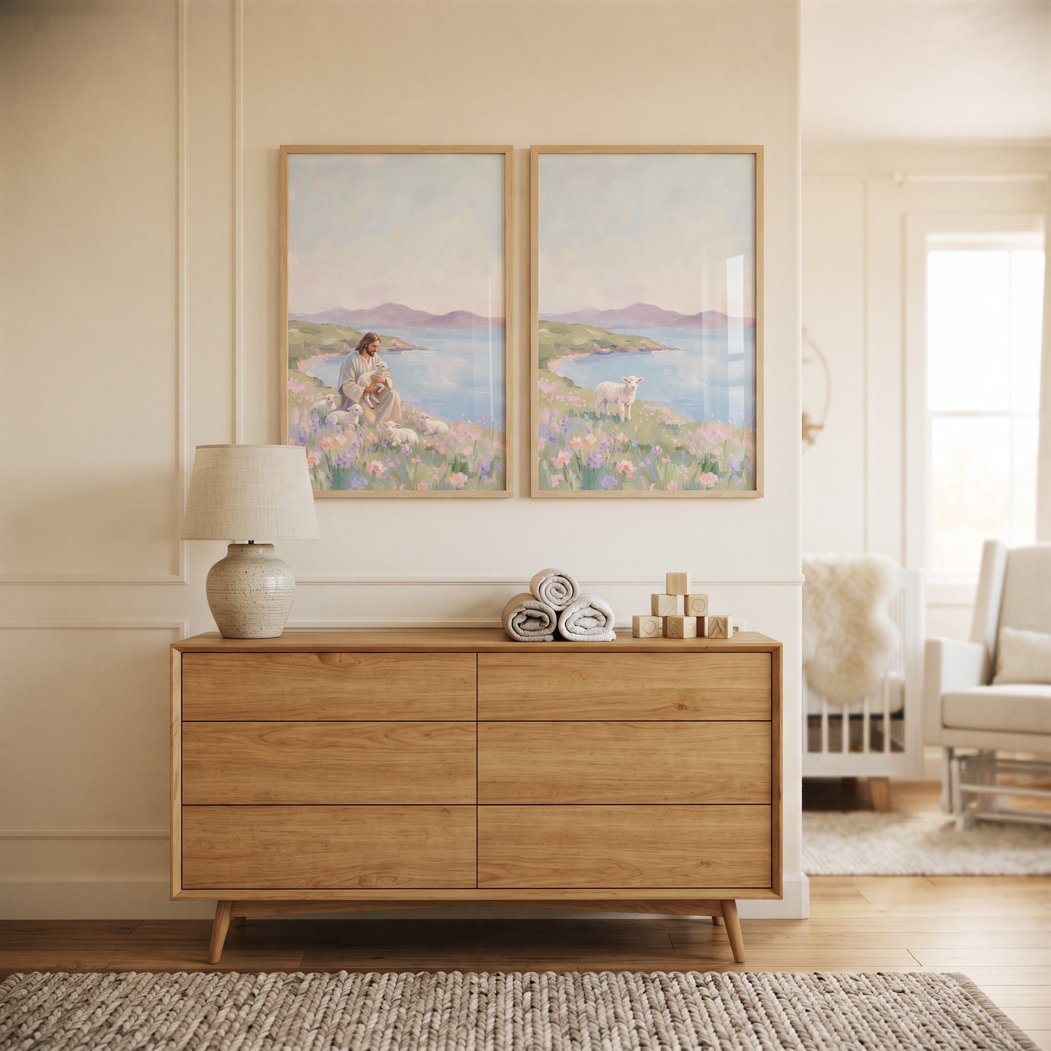 Soft Coastal Wildflower Wall Art Set of 2 - Savior's Tender Grace