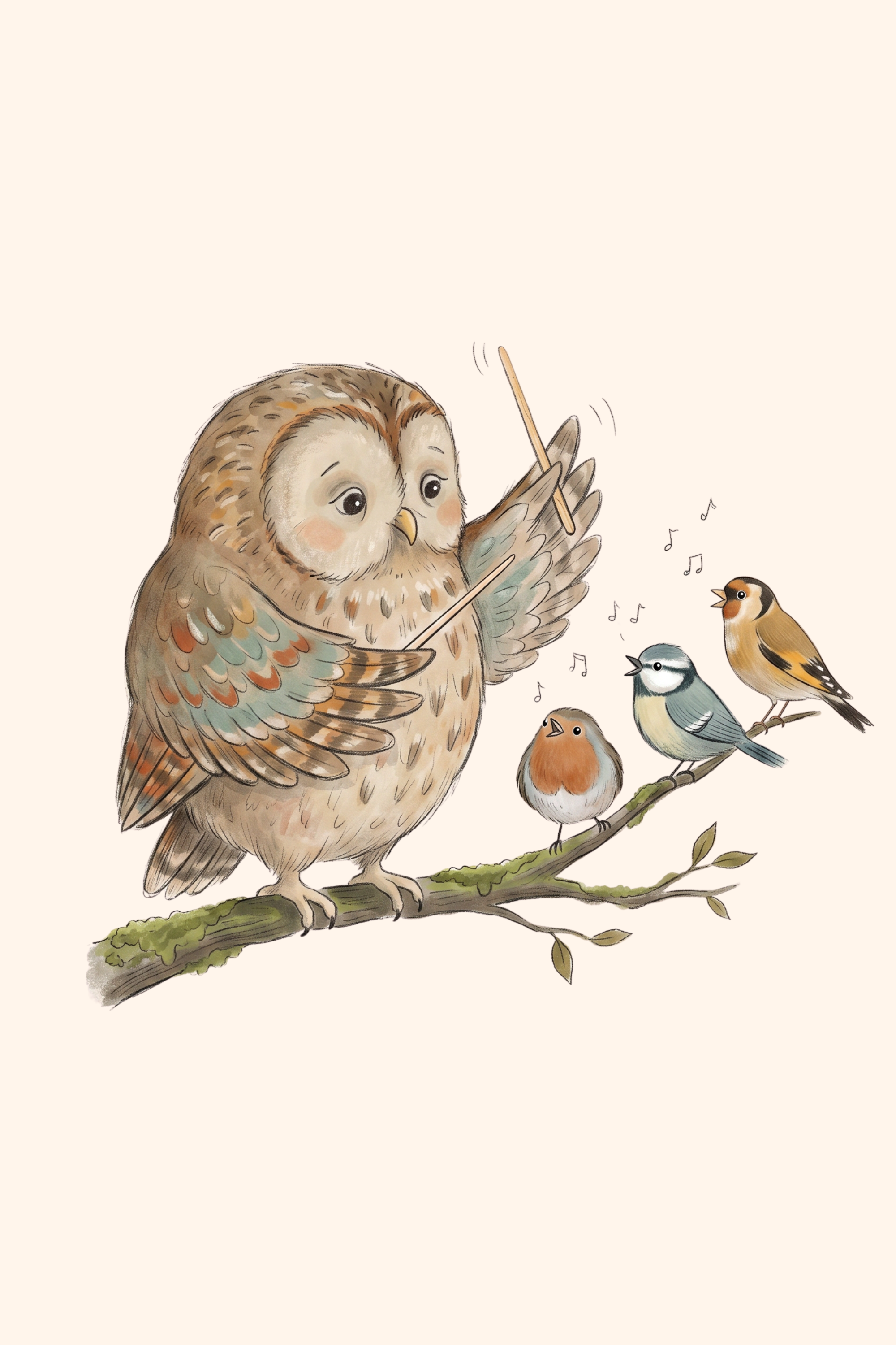 Soft Earth Tone Owl Wall Art - The Owl Conductor
