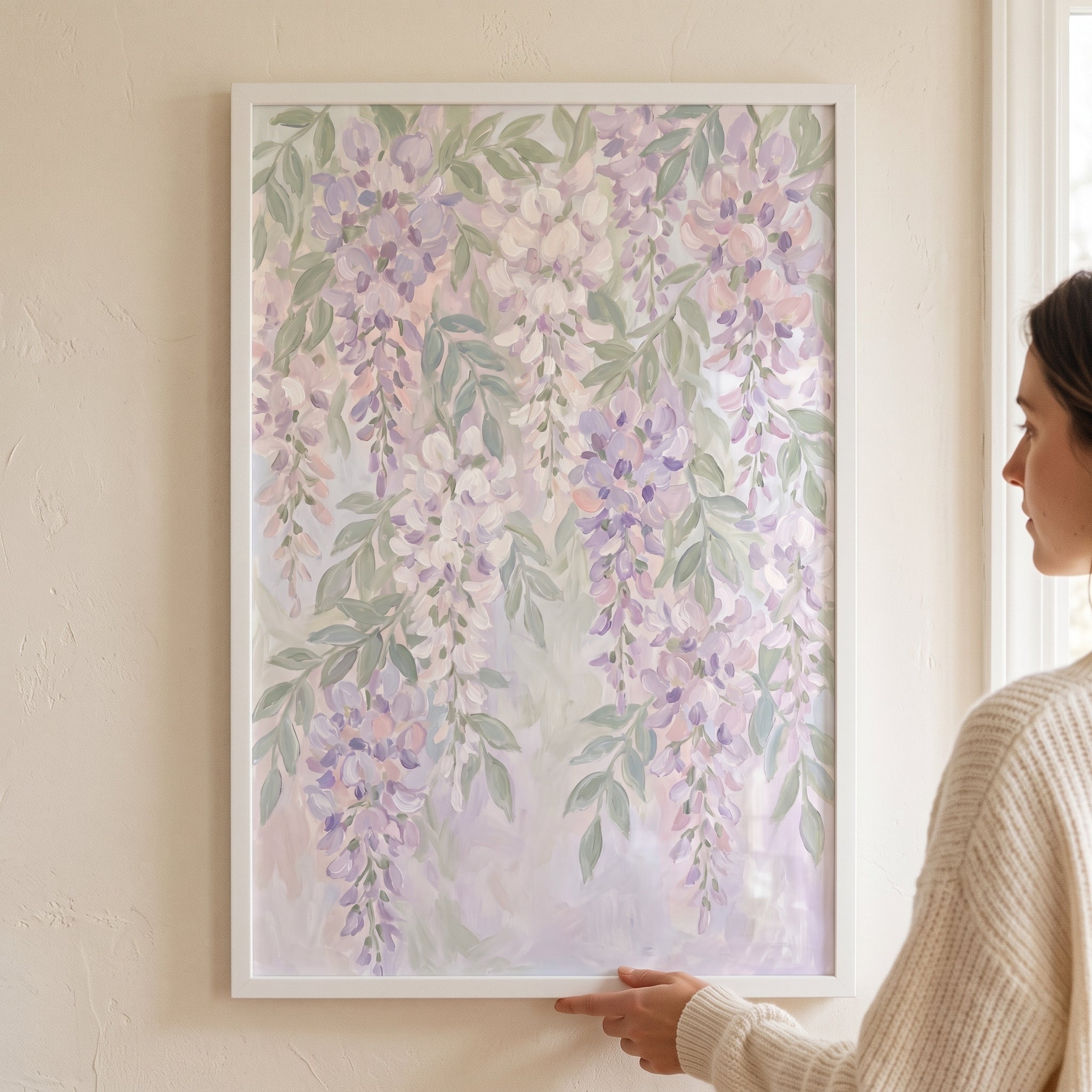 Soft Lavender Cascading Wisteria Floral Wall Art - Cascading Wisteria Blooms