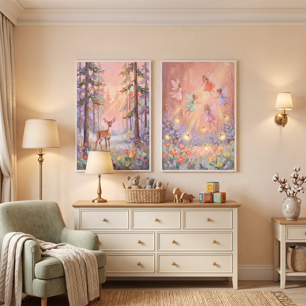 Soft Luminous Enchanted Forest Wall Art Set of 2 - Enchanted Forest Magic