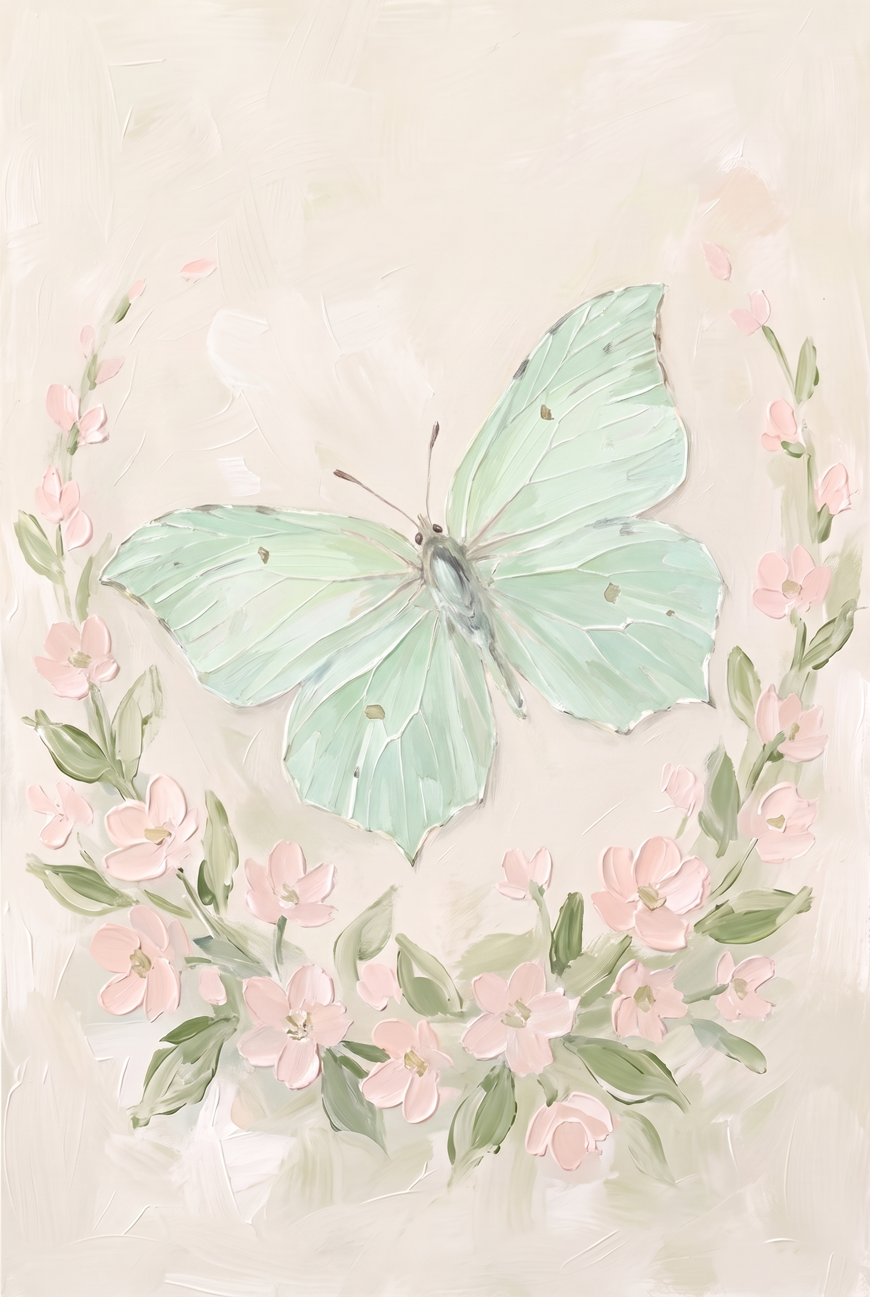 Soft Mint Green Butterfly Wall Art - Mint Butterfly Wreath