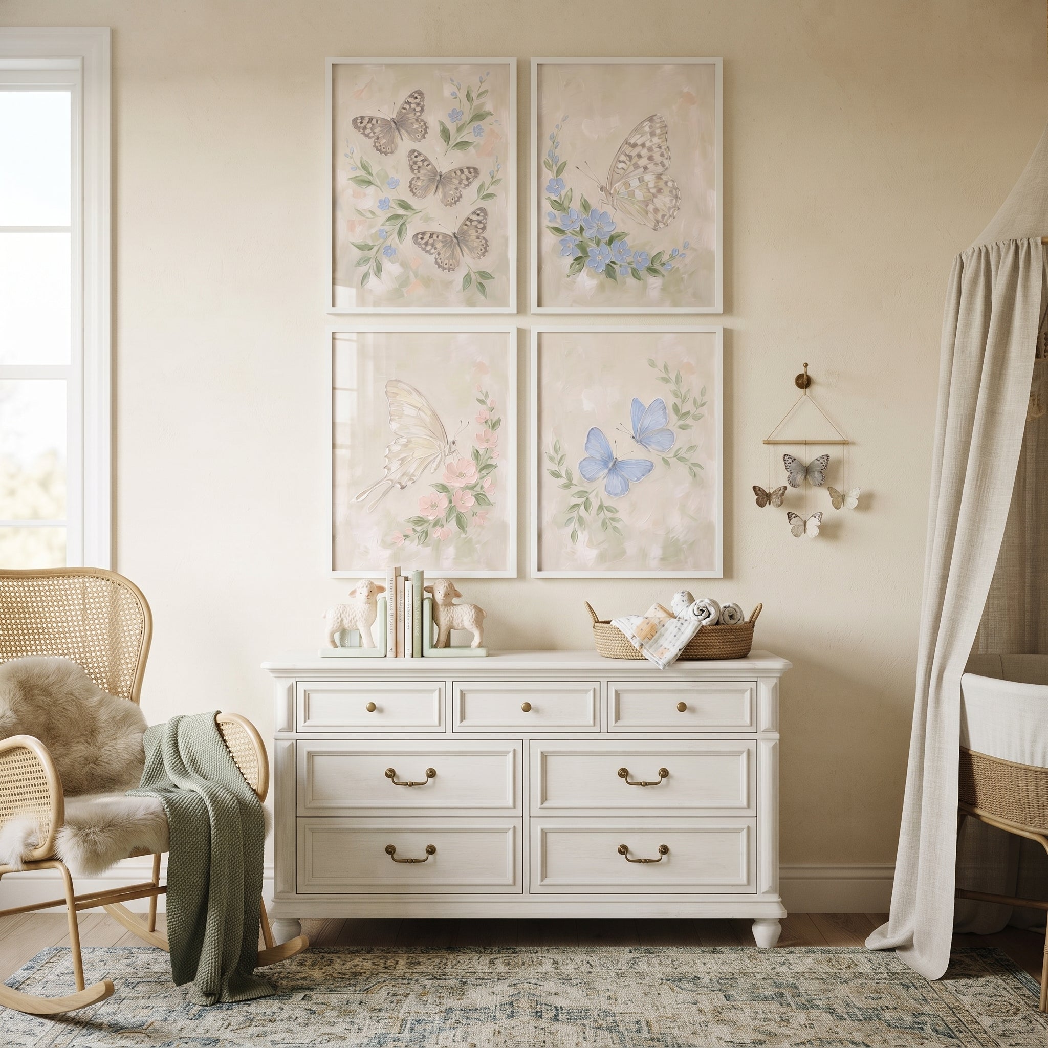 Soft Palette Garden Butterfly Wall Art Set of 4 - Pastel Winged Quartet