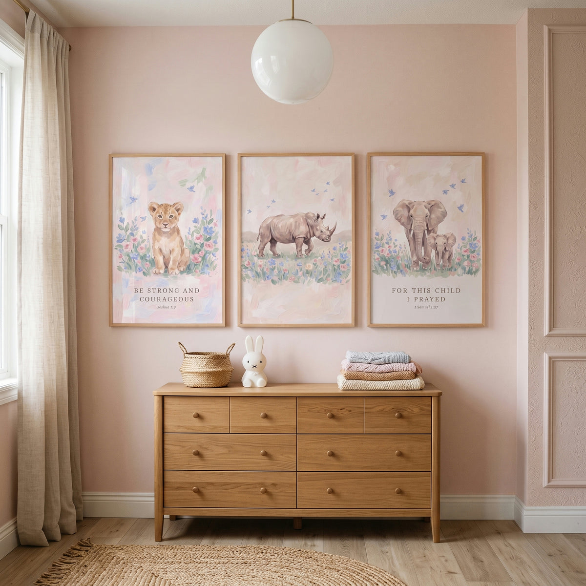 Soft Palette Savanna Animals Wall Art Set of 3 - Pastel Promise Animals