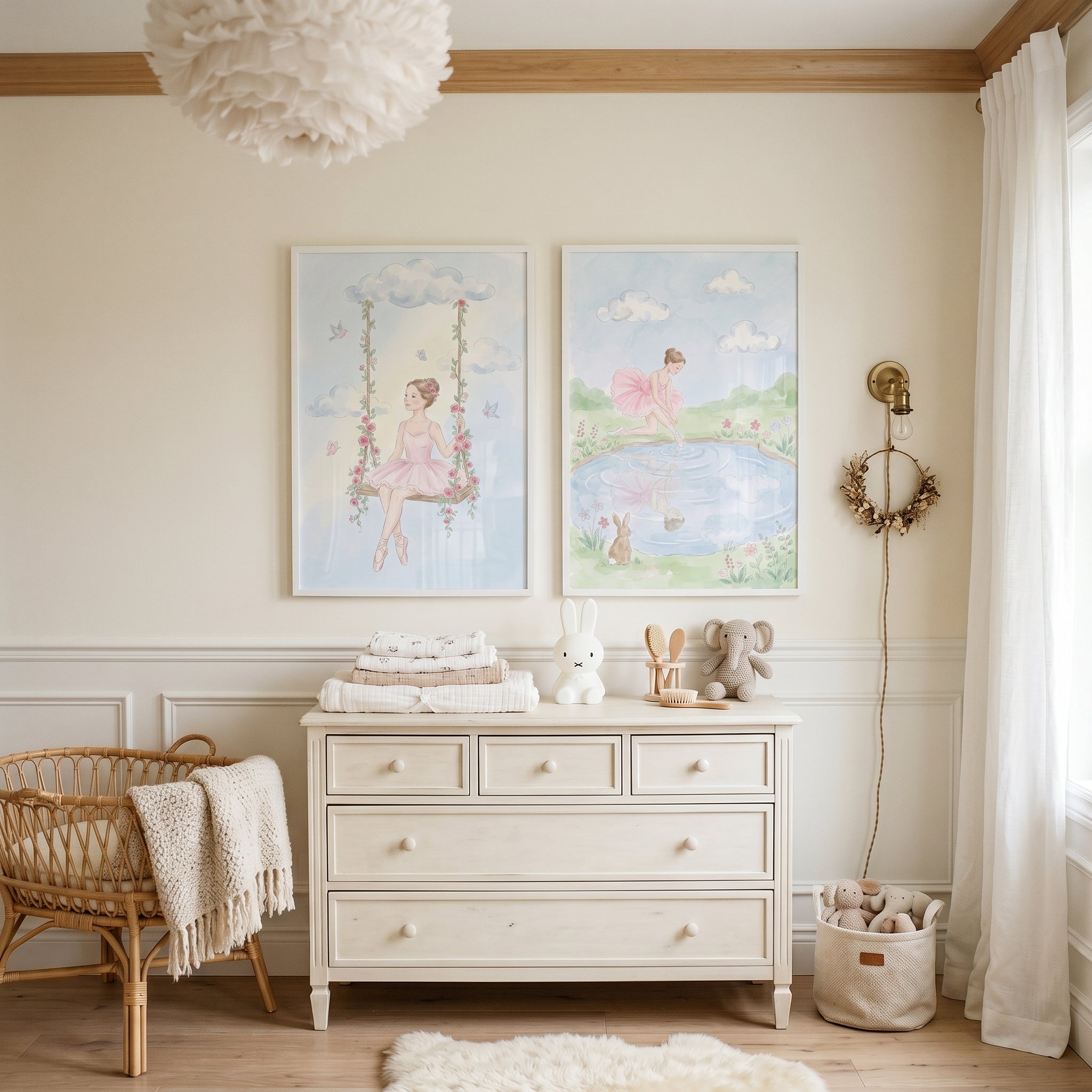 Soft Pastel Ballerina Wall Art Set Of 2 - Whimsical Ballet Dreams