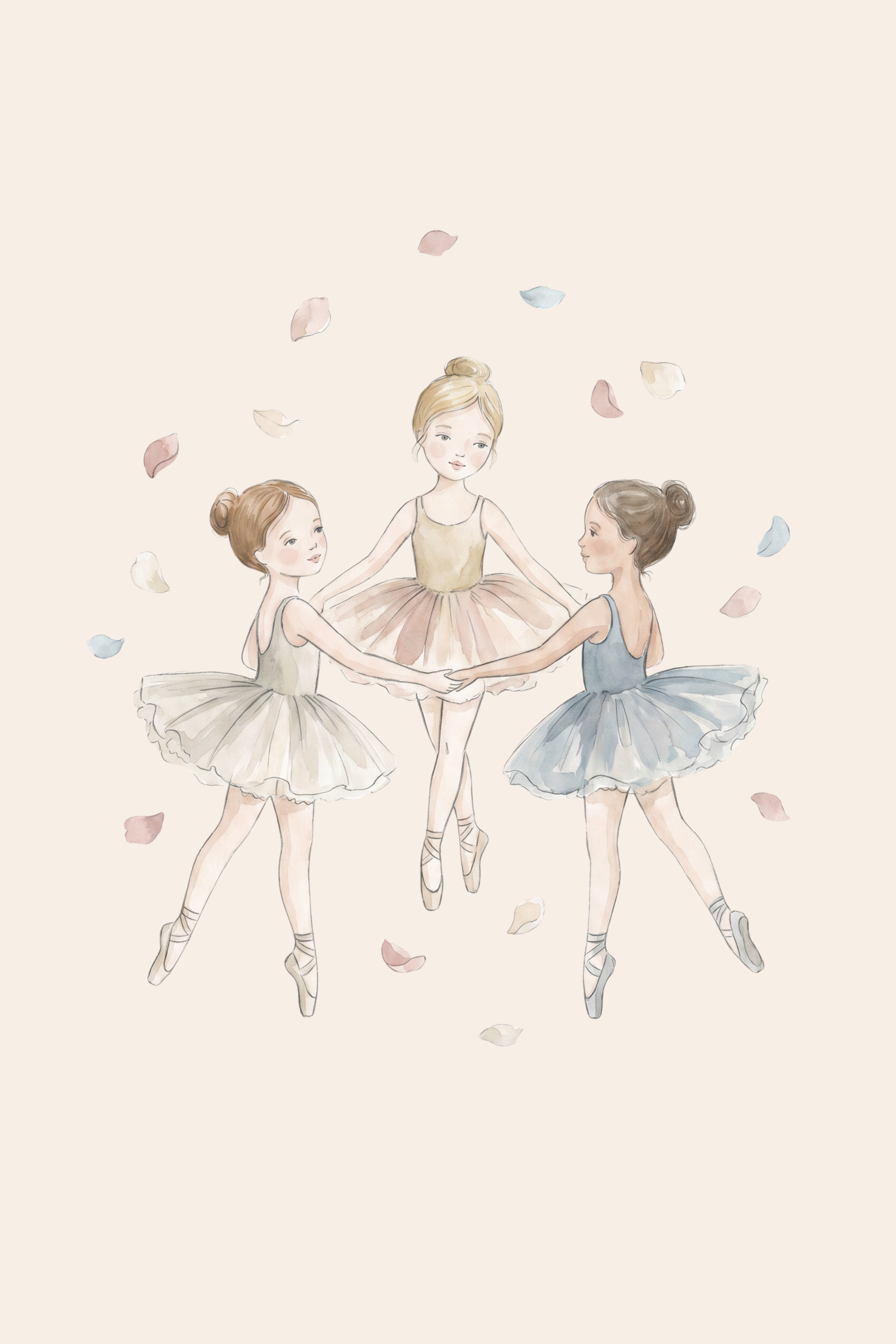 Soft Pastel Petal Ballerina Wall Art - Graceful Petal Waltz