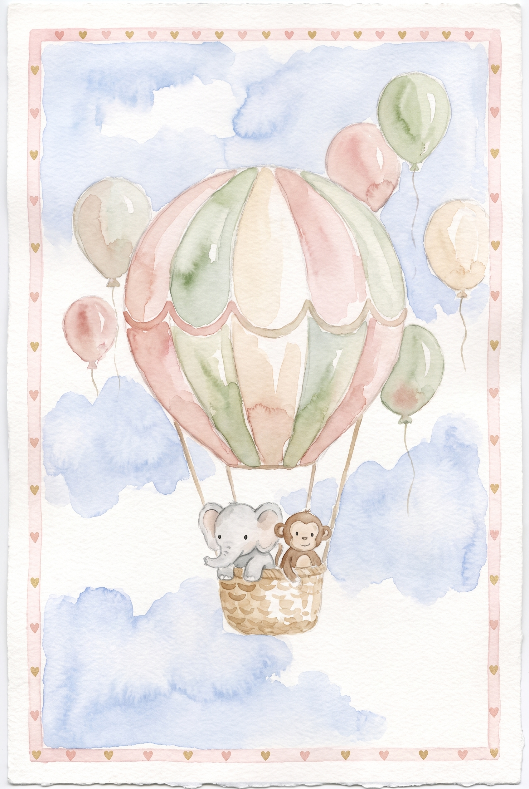 Soft Pastel Safari Animal Wall Art - Gentle Balloon Friends