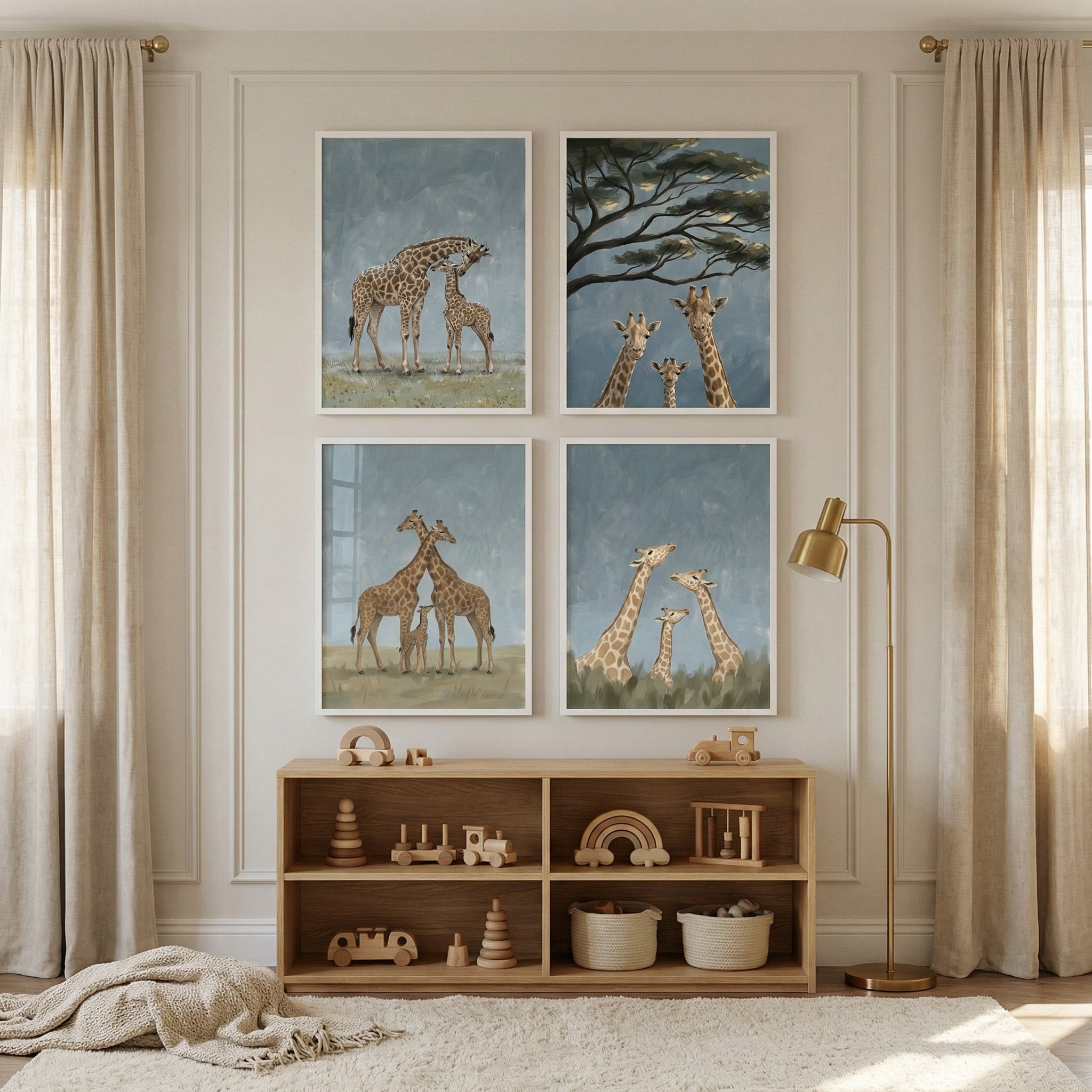 Safari Giraffe Print Set of 4 - Tall Savanna Love