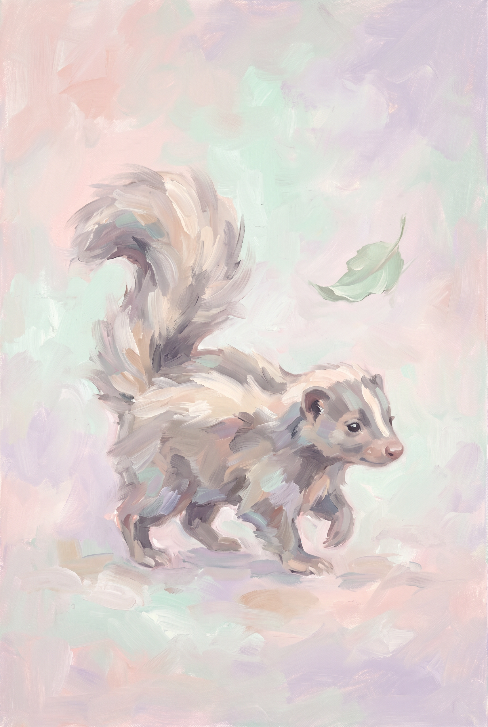 Soft Pastel Walking Skunk Wall Art - Pastel Skunk Dreams